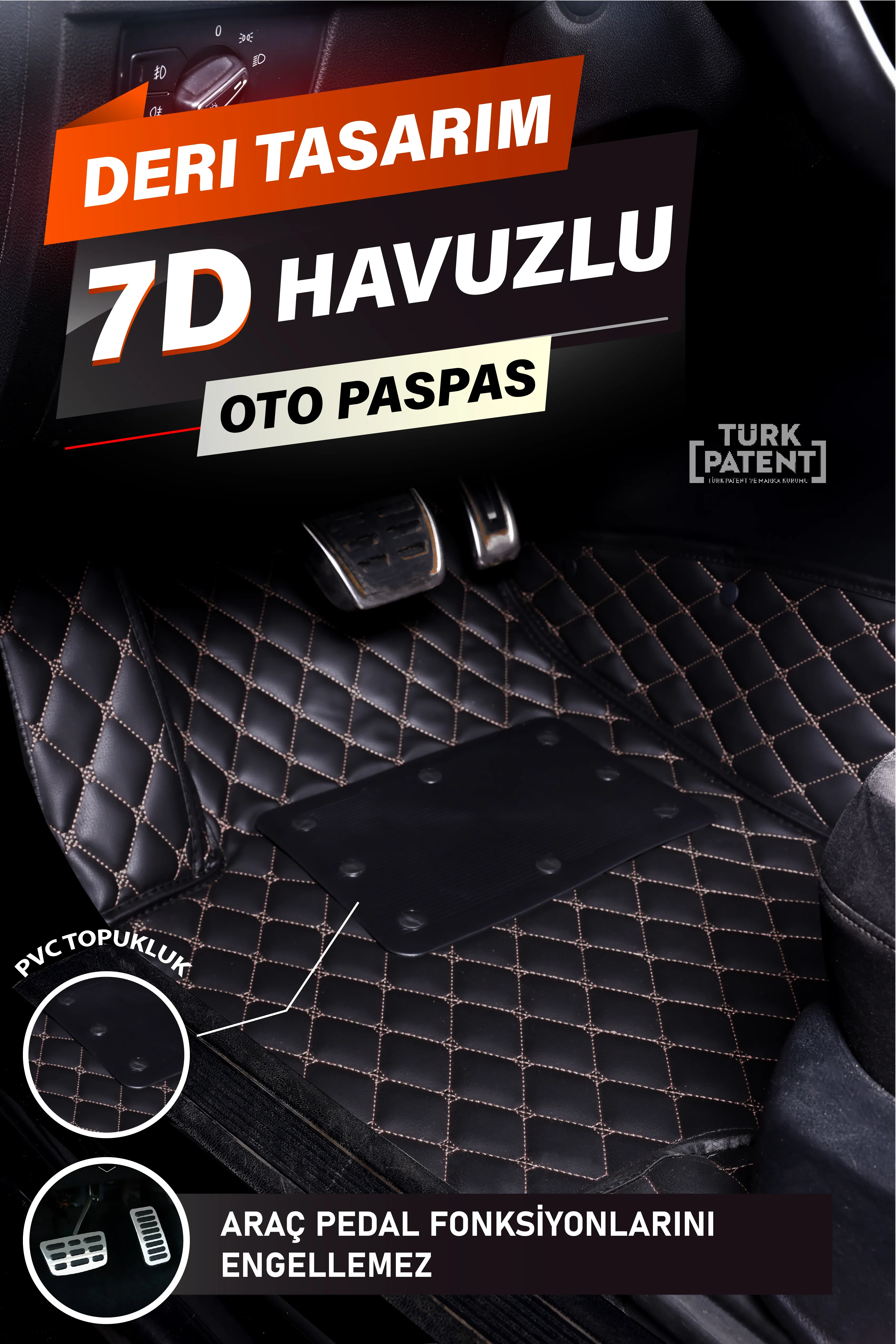 Araca Özel 7D Deri Taban Kaplama - SİYAH BEJ