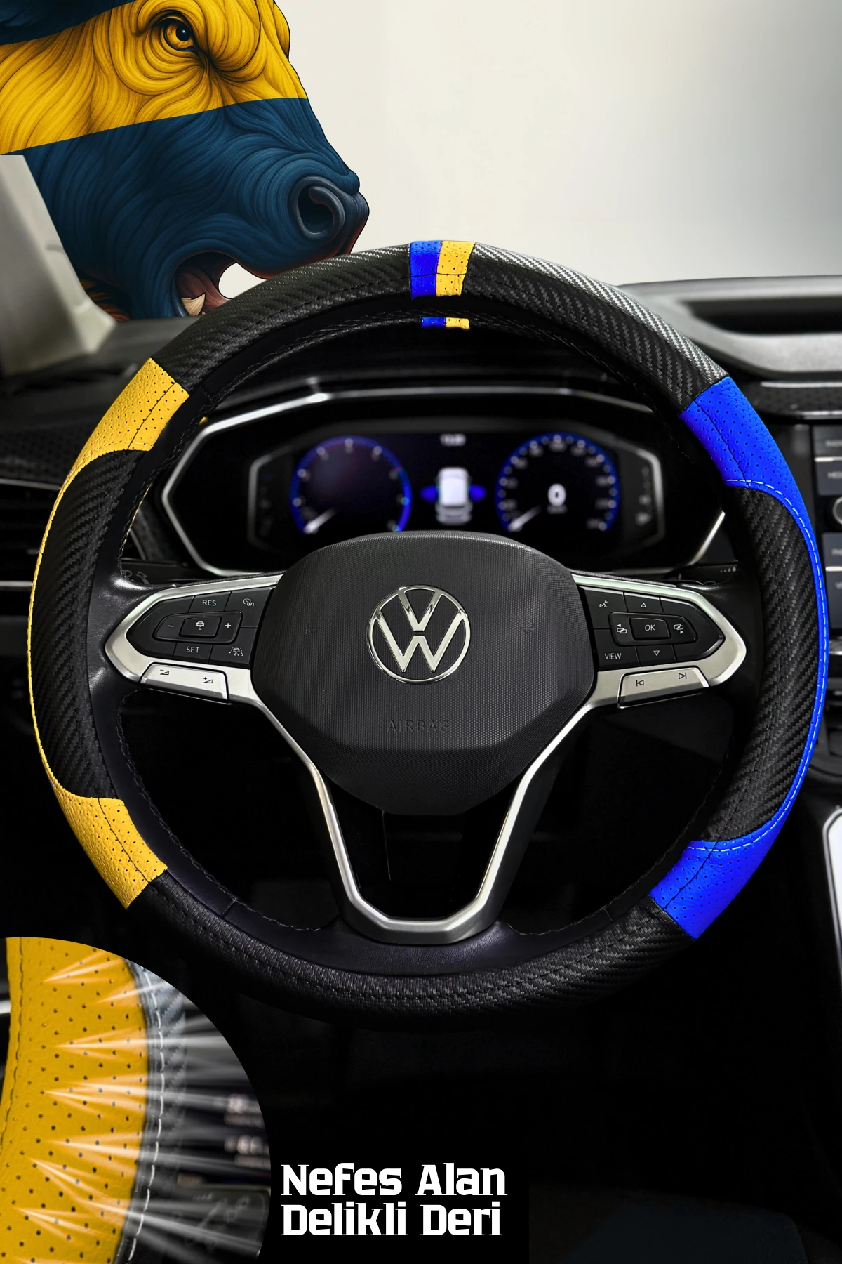 🎁 Hediyeli 🎁 Taraftar Geçmeli Direksiyon Kılıfı  - FENERBAHÇE