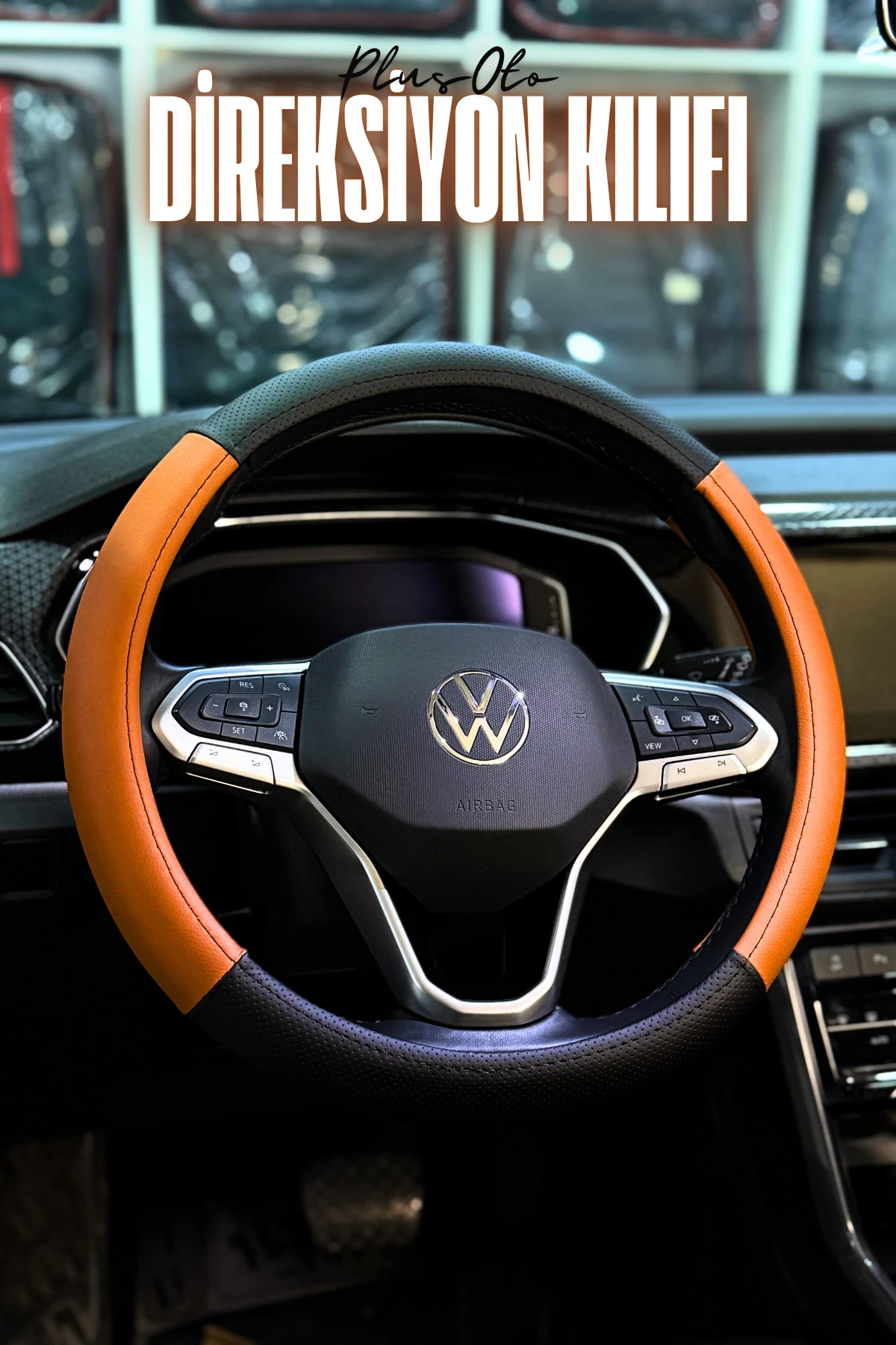 Lord Serisi Delikli Deri Çift Parça Direksiyon Kılıfı  - TABA