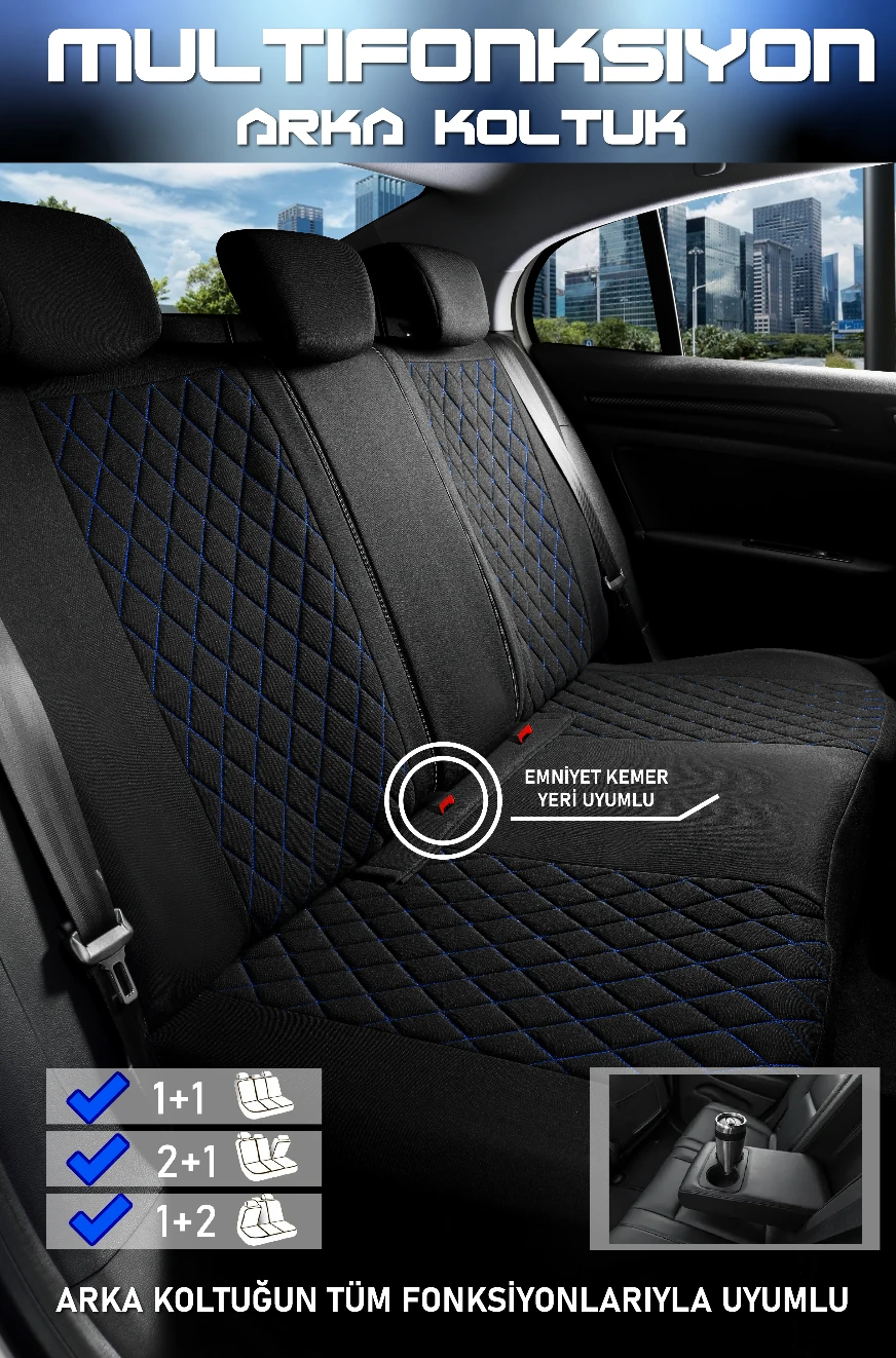 Moon Serisi Oto Koltuk Kılıfı 5li Takım