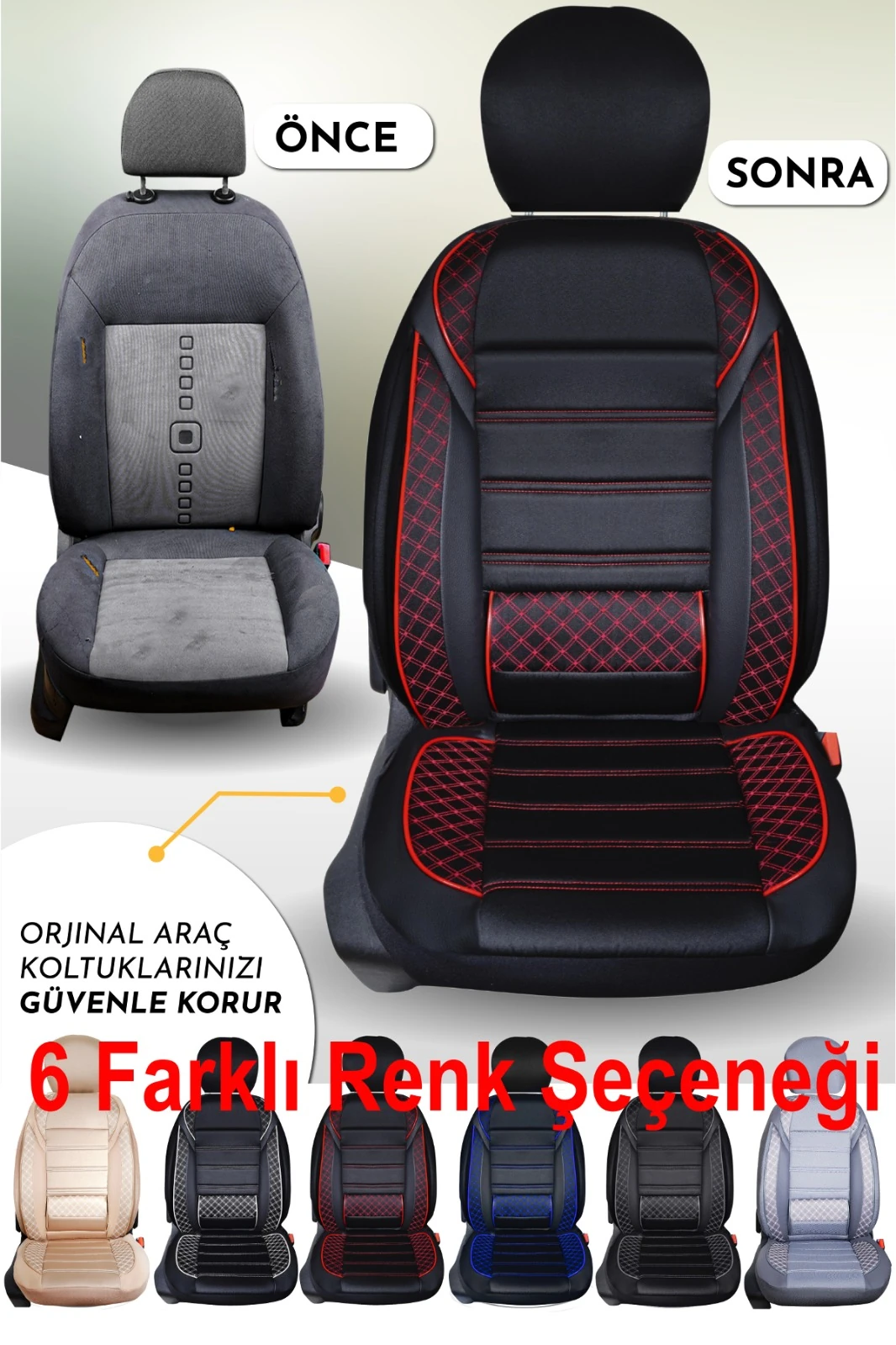 Vera Serisi 5'li Tam Takım Deri Detaylı Oto Koltuk Kılıfı 