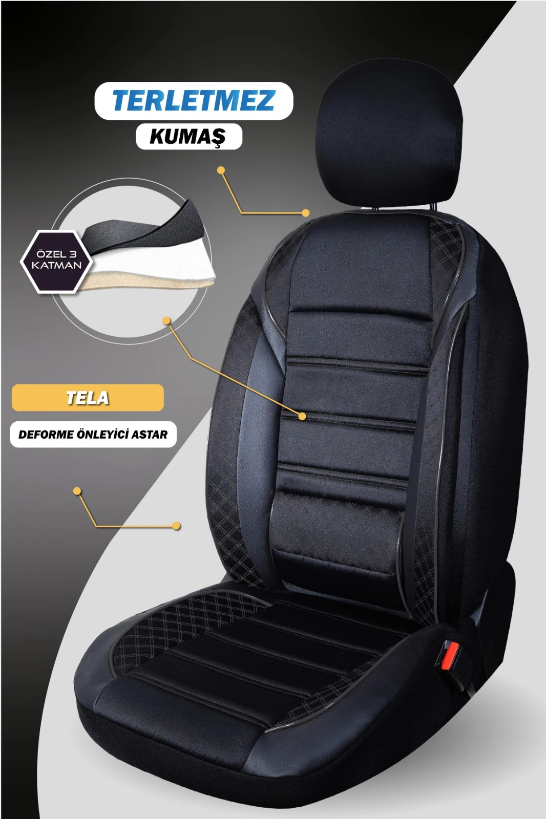 Vera Serisi 5'li Tam Takım Deri Detaylı Oto Koltuk Kılıfı 