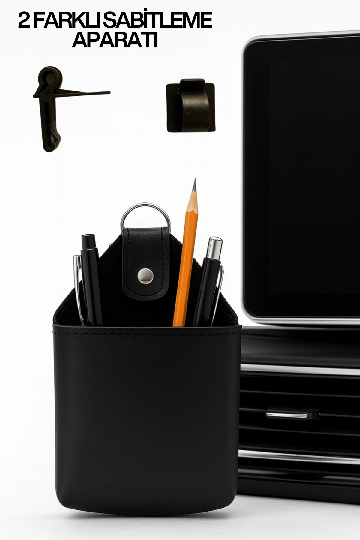 Araç içi Düzenleyici Deri Kese Siyah Telefonluk Kartlık Kalemlik Gözlük Taşıma Organizer