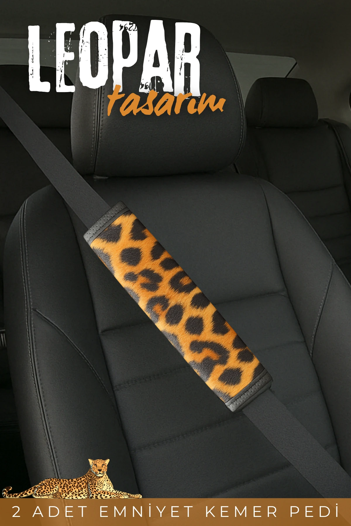 Leopar Desen Emniyet Kemer Pedi 2 Adet - TABA