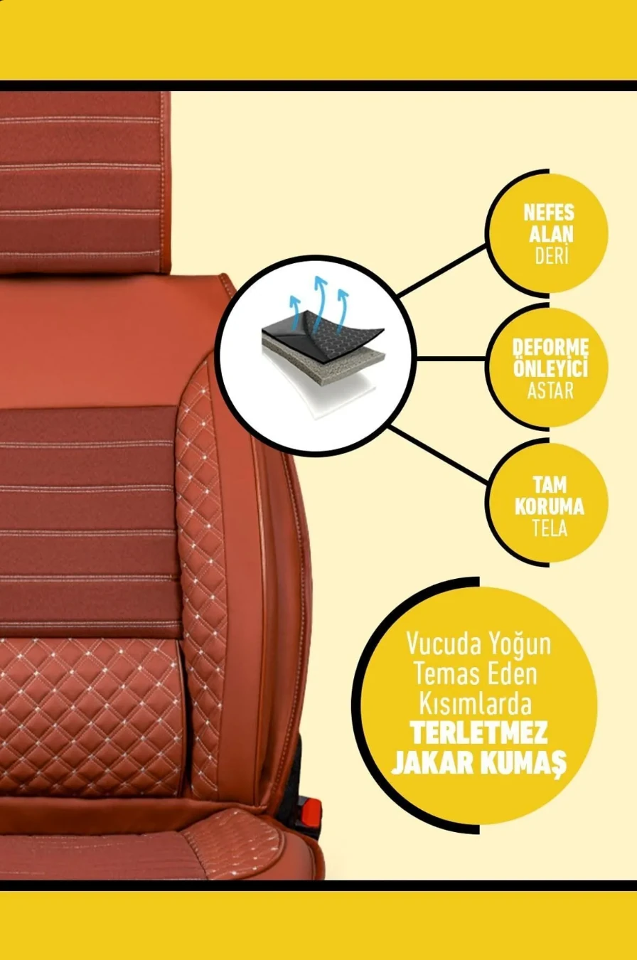 Plus Lüks 5’li Set Deri Oto Koltuk Kılıfı