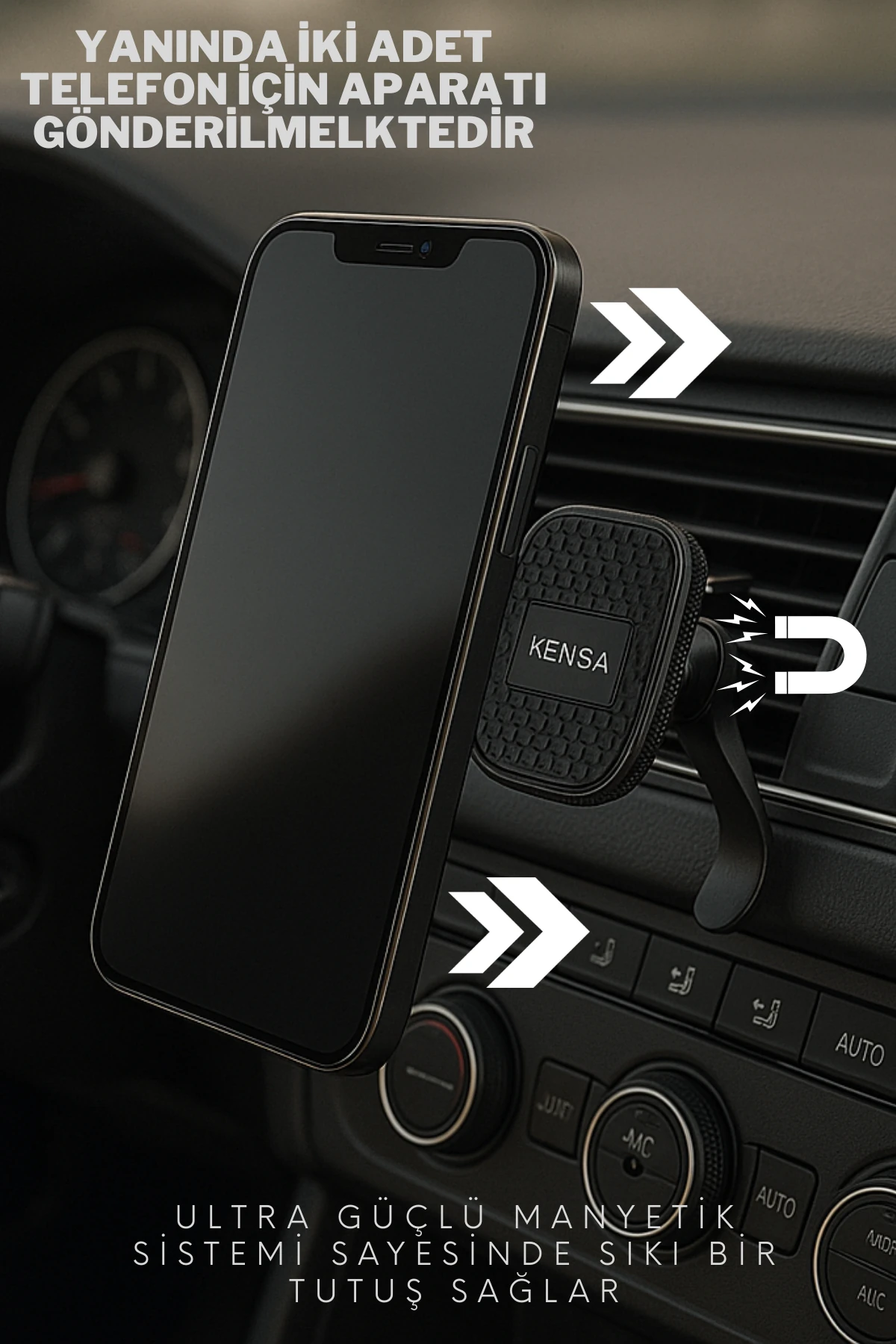 Kancalı Araç İçi Lüks Telefon Tutucu Araba Telefon Tutacağı Havalandırma Izgara Kilitli Ultra Sağlam