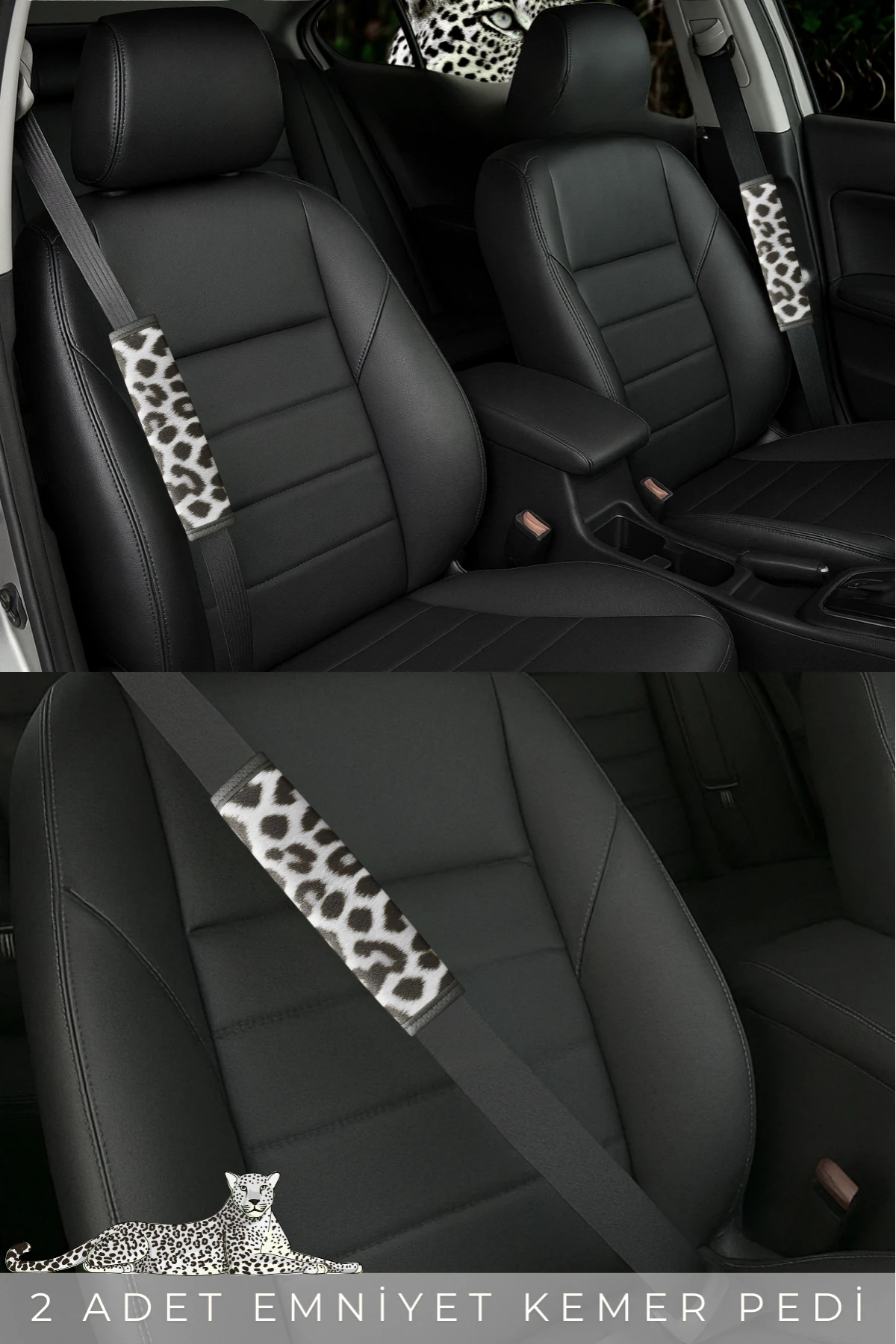 Leopar Desen Emniyet Kemer Pedi 2 Adet