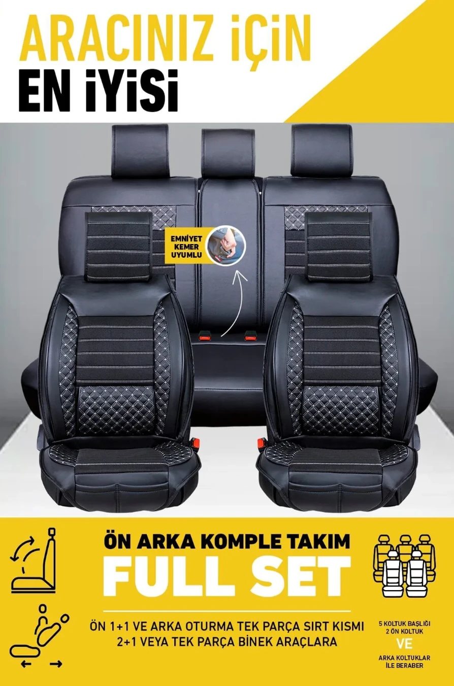 Plus Lüks 5’li Set Deri Oto Koltuk Kılıfı