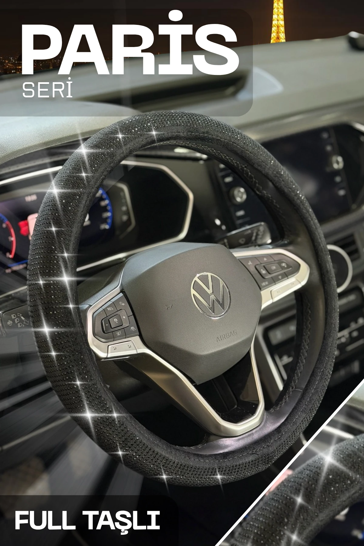 Paris serisi Full Daimond Taşlı Direksiyon Kılıfı