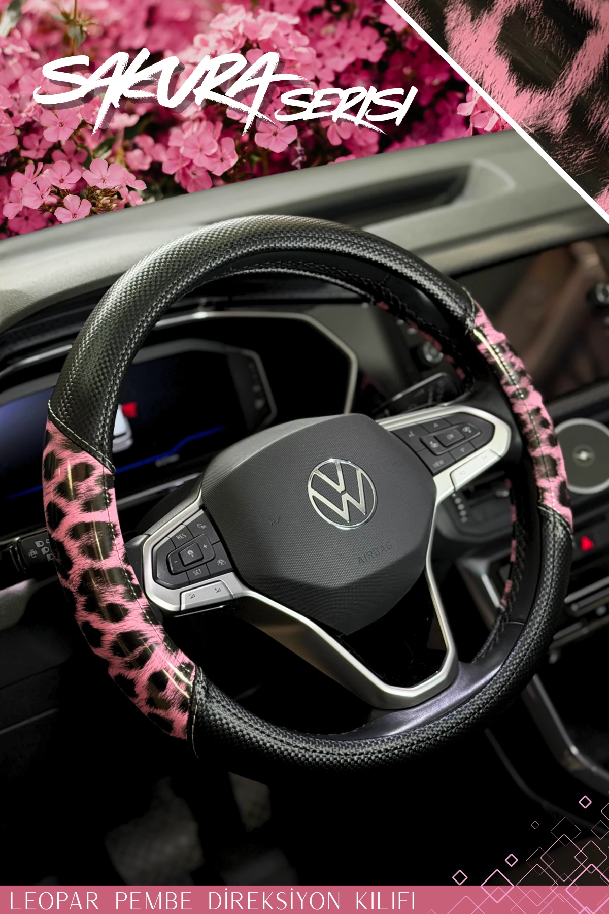 Sakura Serisi Leopar Direksiyon Kılıfı