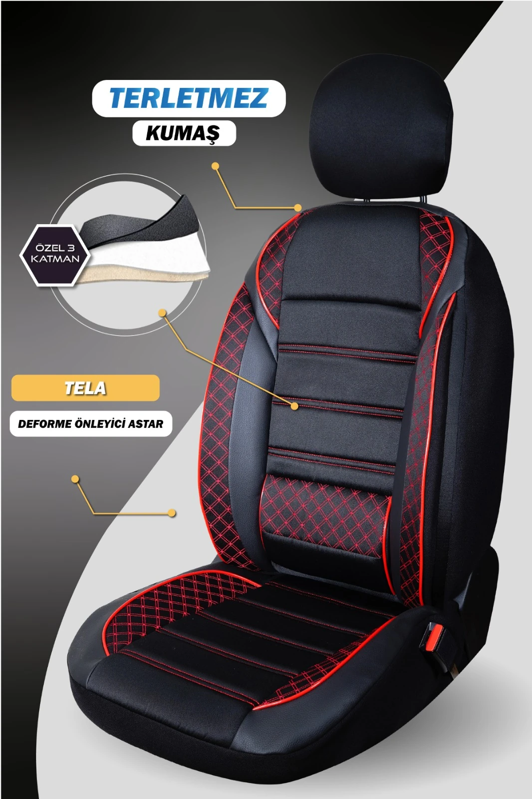 Vera Serisi 5'li Tam Takım Deri Detaylı Oto Koltuk Kılıfı 