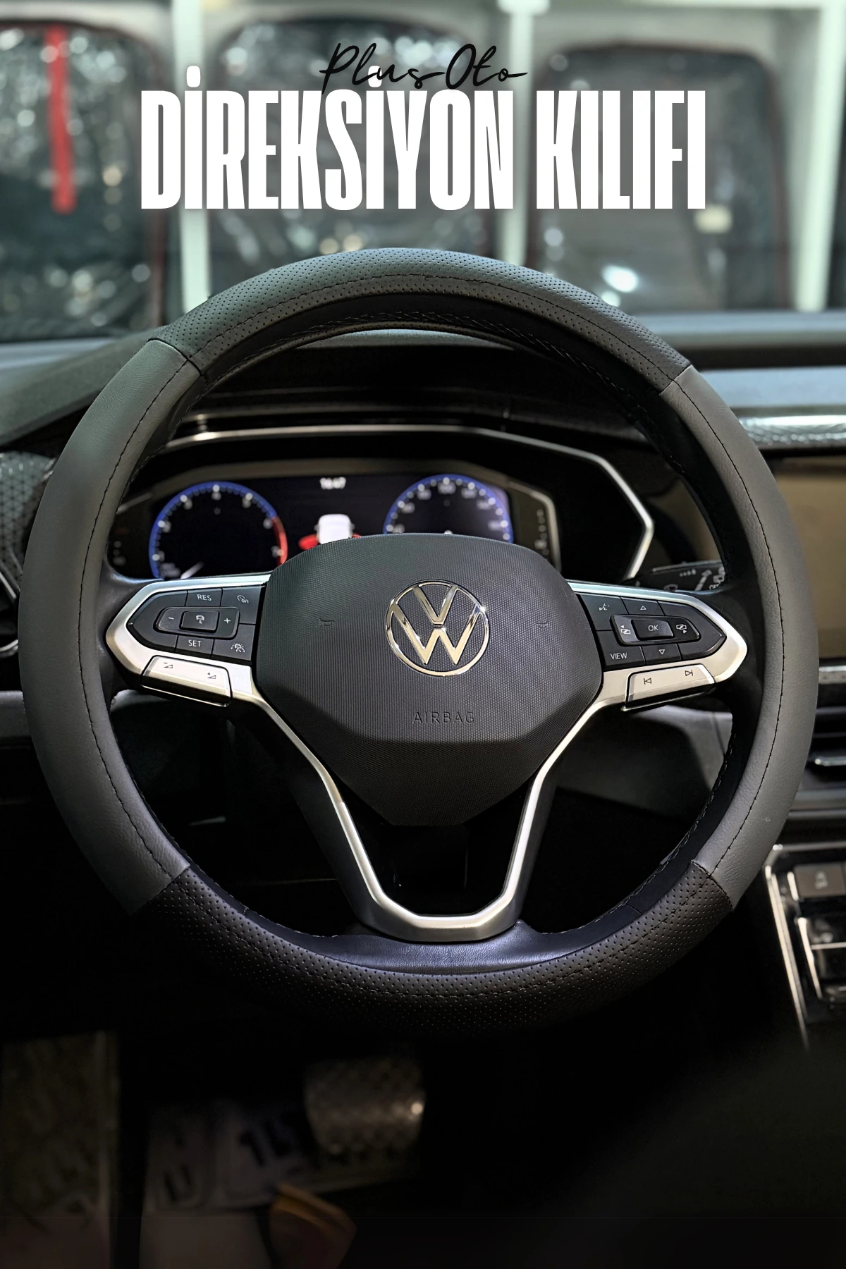 Lord Serisi Delikli Deri Çift Parça Direksiyon Kılıfı  - FÜME