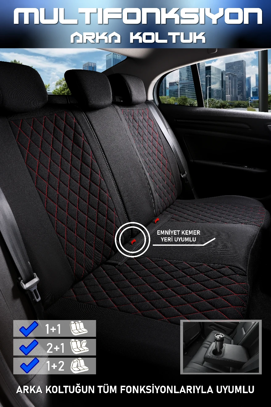Moon Serisi Oto Koltuk Kılıfı 5li Takım