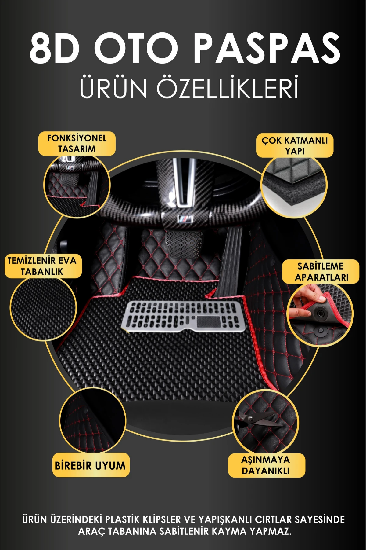 Araca Özel 8D Evalı Deri Taban Kaplama