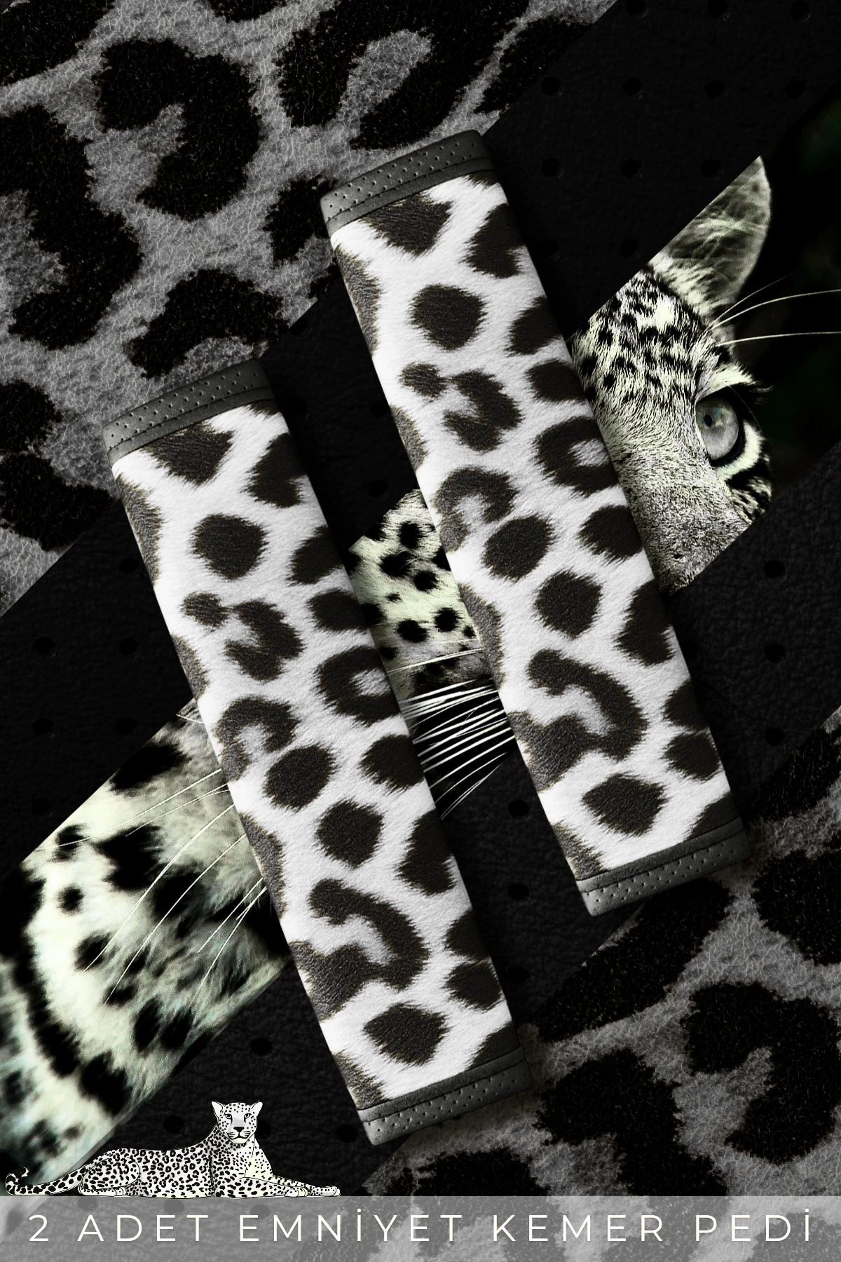 Leopar Desen Emniyet Kemer Pedi 2 Adet