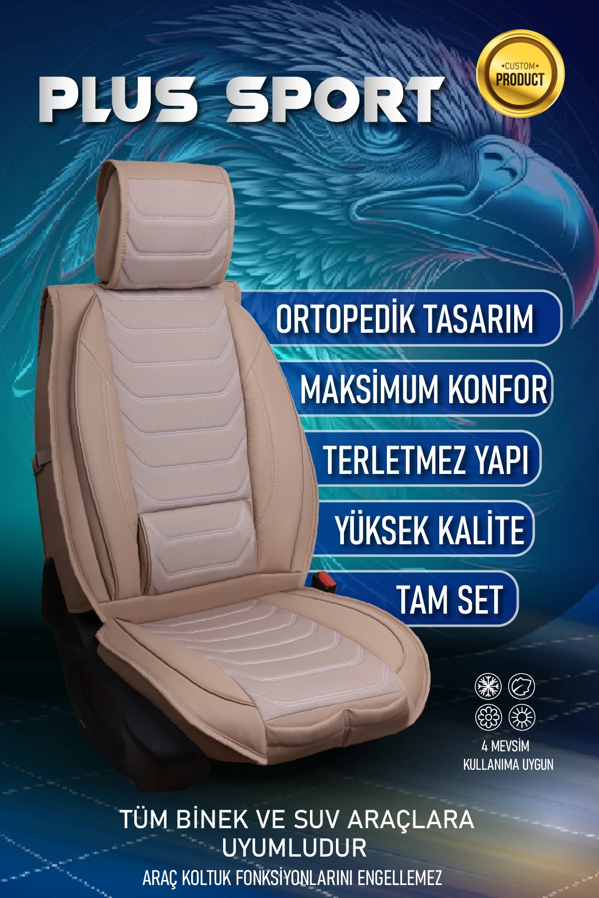 Sport Elegance 5’li Set Deri Oto Koltuk Kılıfı