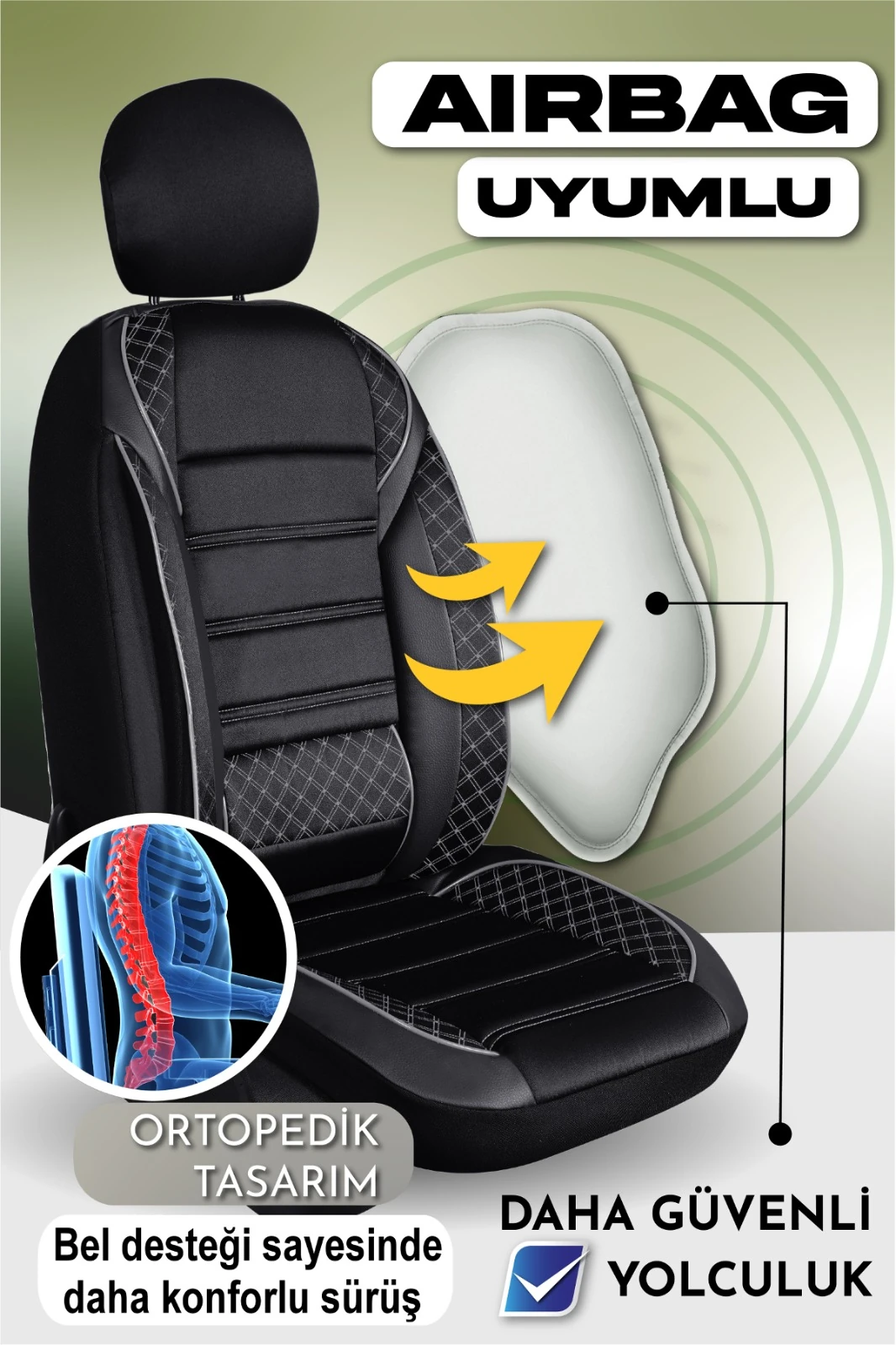 Vera Serisi 5'li Tam Takım Deri Detaylı Oto Koltuk Kılıfı 