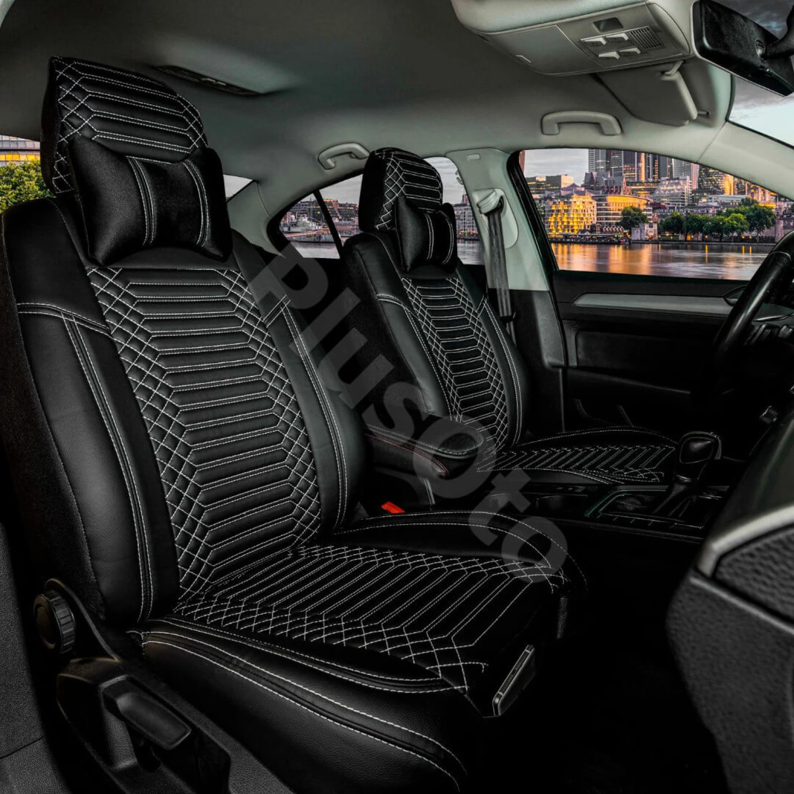 Star Full Deri 5’li Set Oto Koltuk Kılıfı - SİYAH BEJ