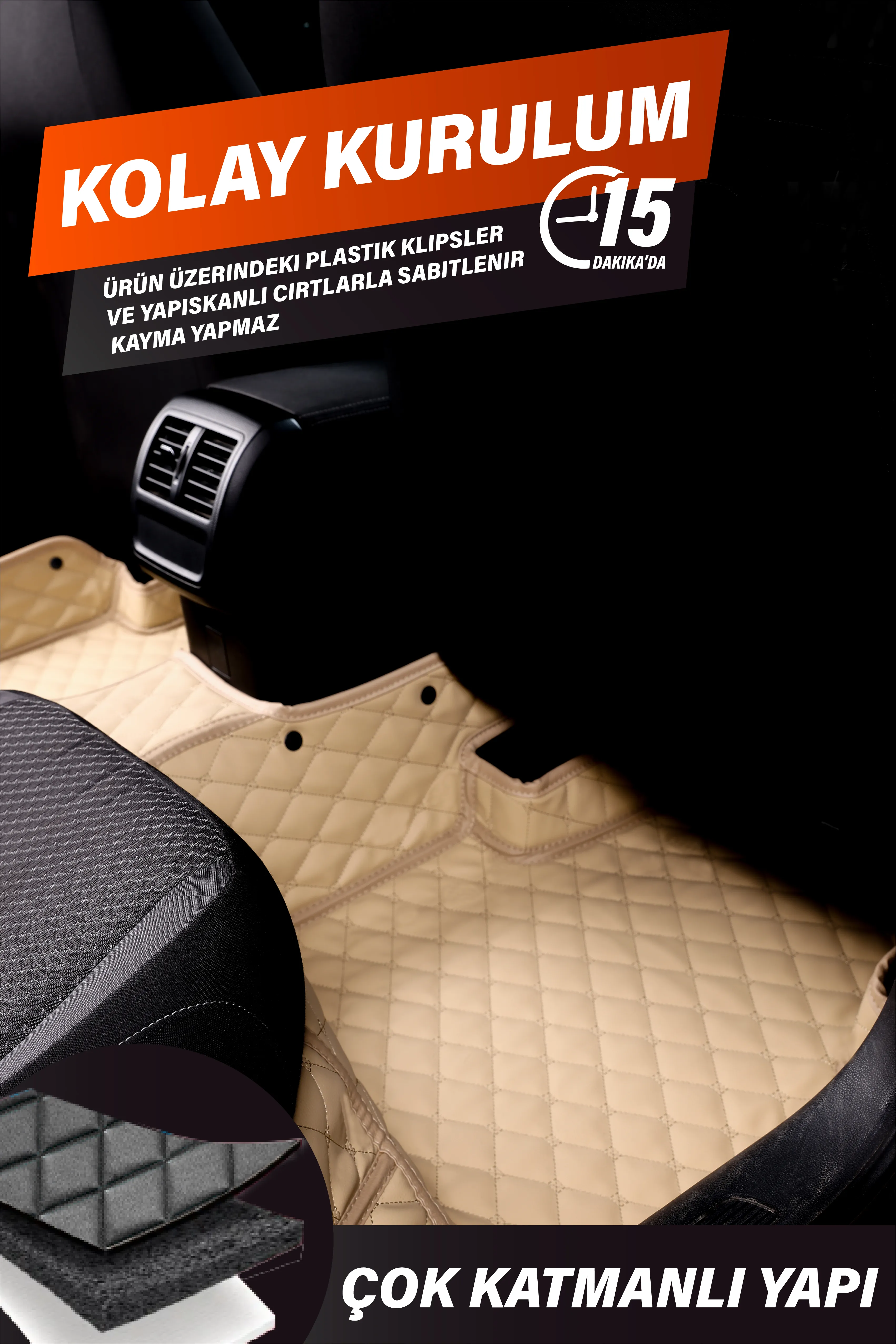 Araca Özel 7D Deri Taban Kaplama