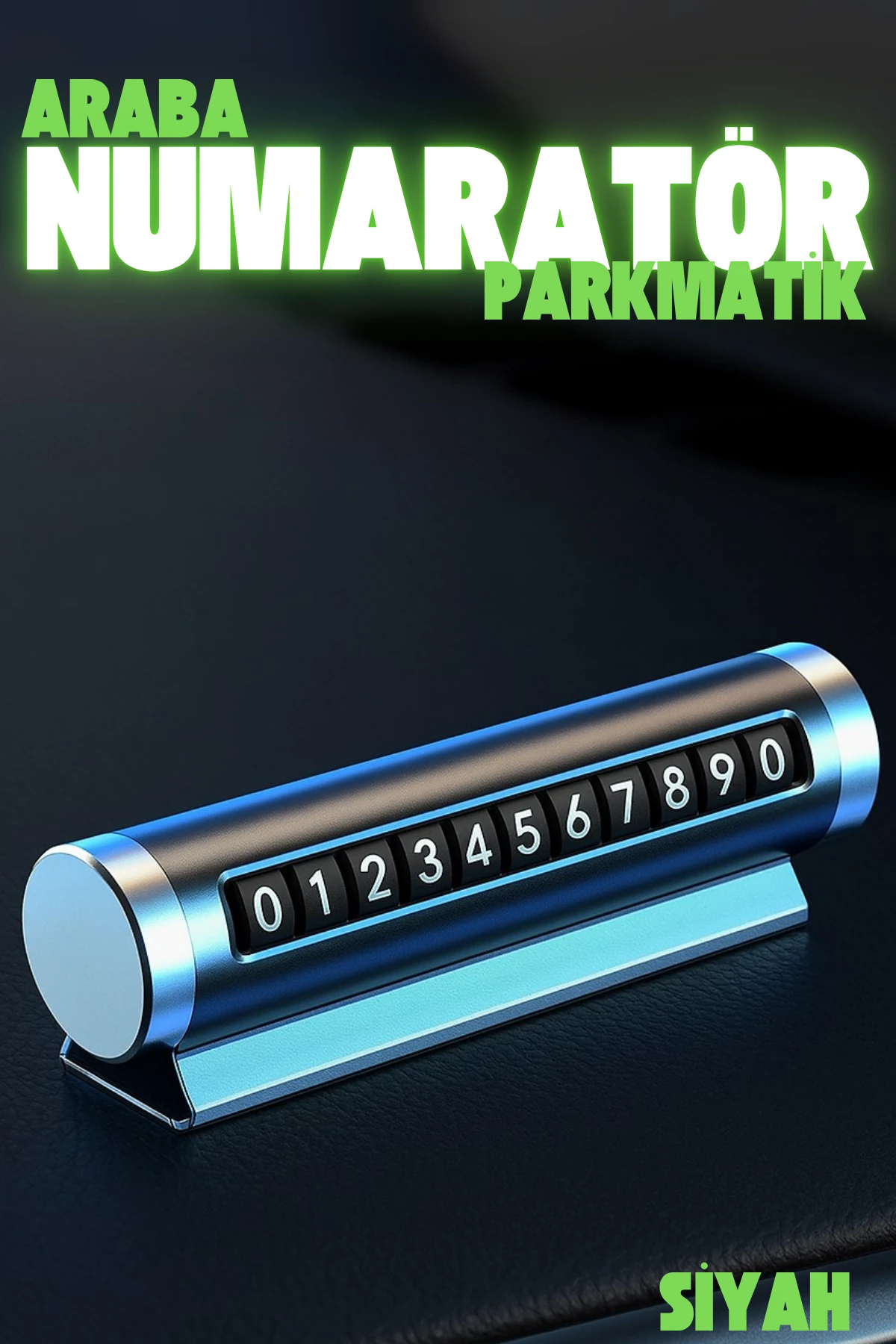 Tüm Araçlara Uyumlu Alüminyum Çevirmeli Araç İçi Park Telefon Numaratörü Parkmatik - SİYAH