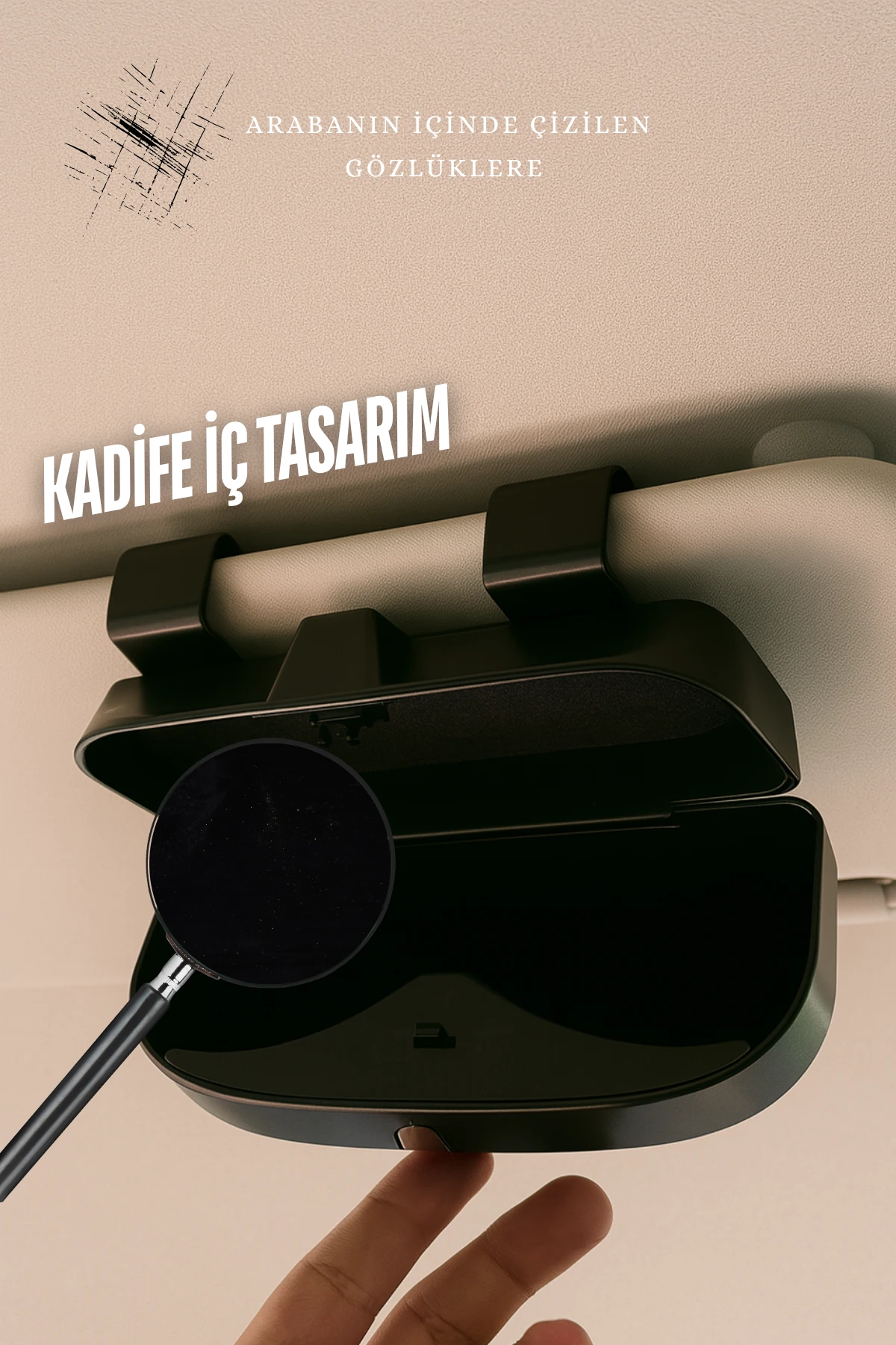 Araç İçi Gözlük Tutucu Kadife İç Çizdirmez Özel Tasarım Araç Aksesuar Gözlük Kabı Torpido Aksesuar