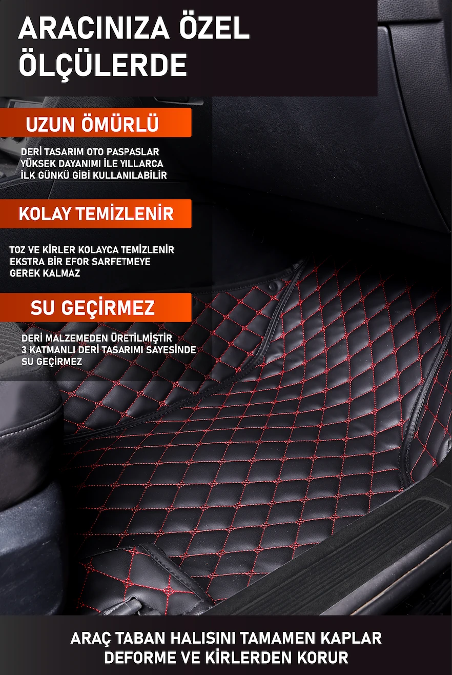 Araca Özel 7D Deri Taban Kaplama