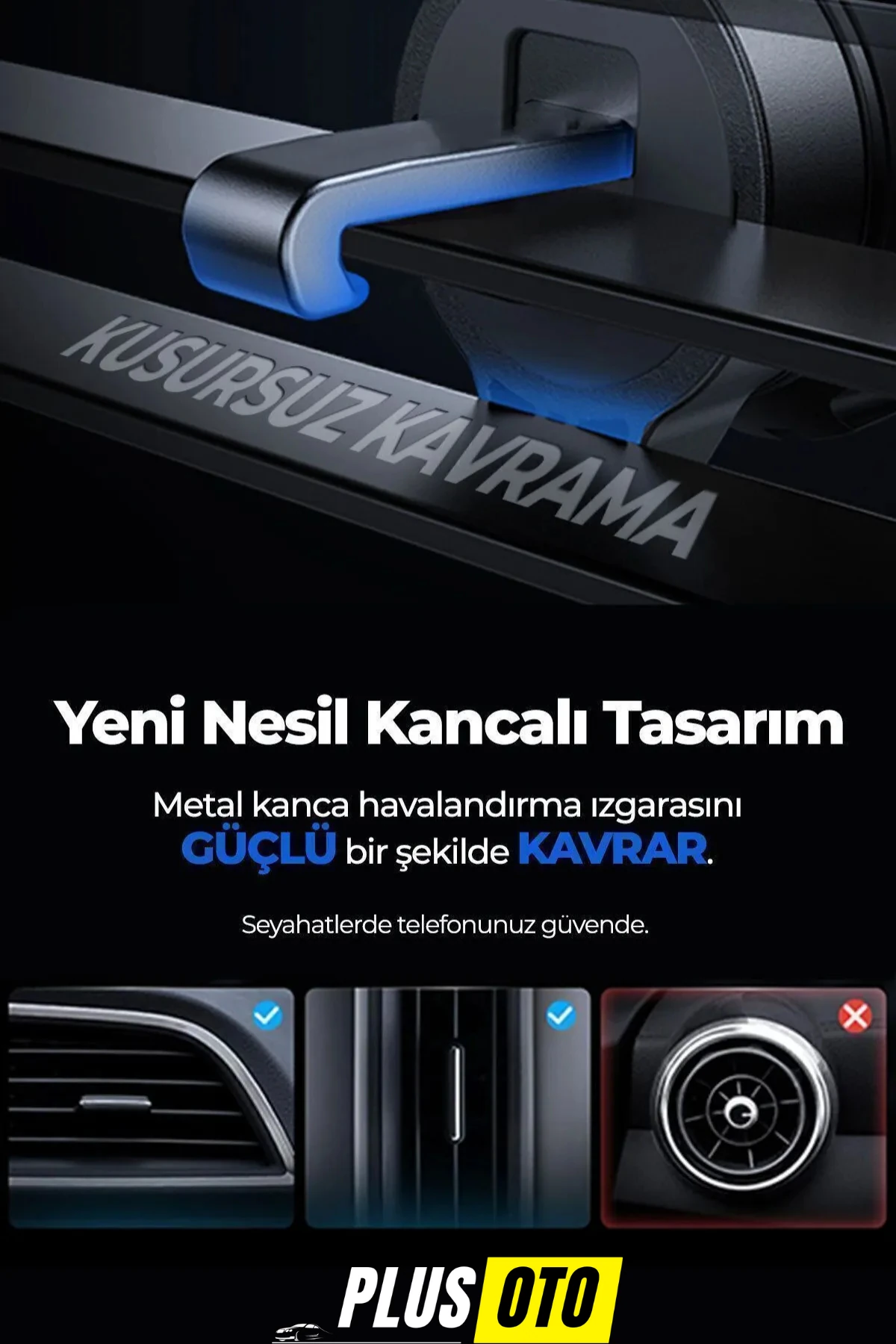 Güçlü Mıknatıslı Kancalı Araç İçi Telefon Tutucu - Magsafe iPhone Uyumlu Havalandırma İçin