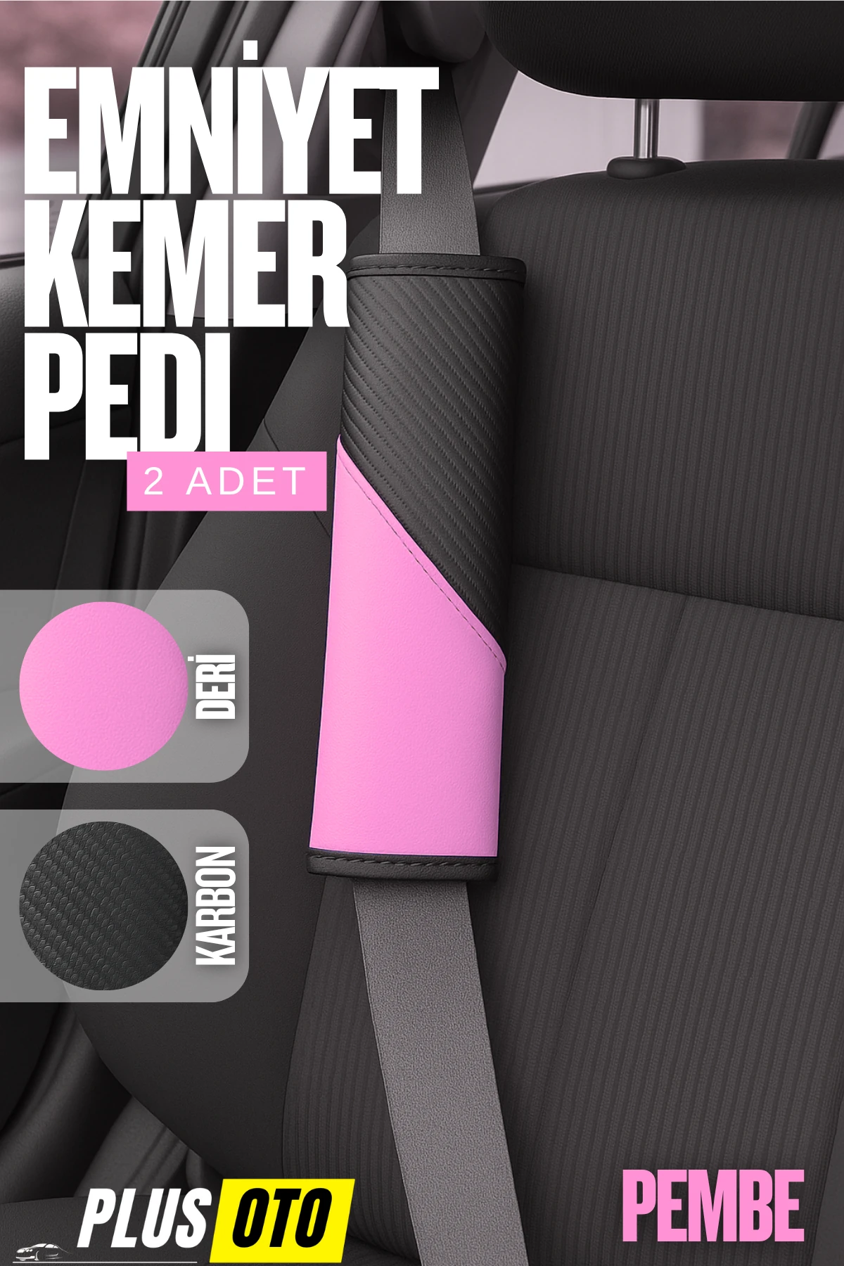 Karbon Emniyet Kemer Pedi 2 Adet  - PEMBE