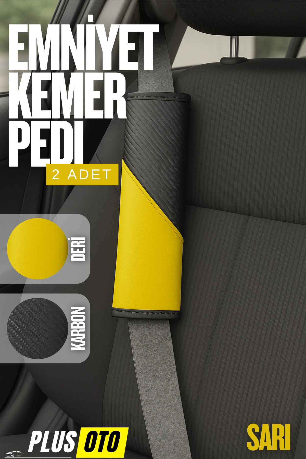 Karbon Emniyet Kemer Pedi 2 Adet  - SARI