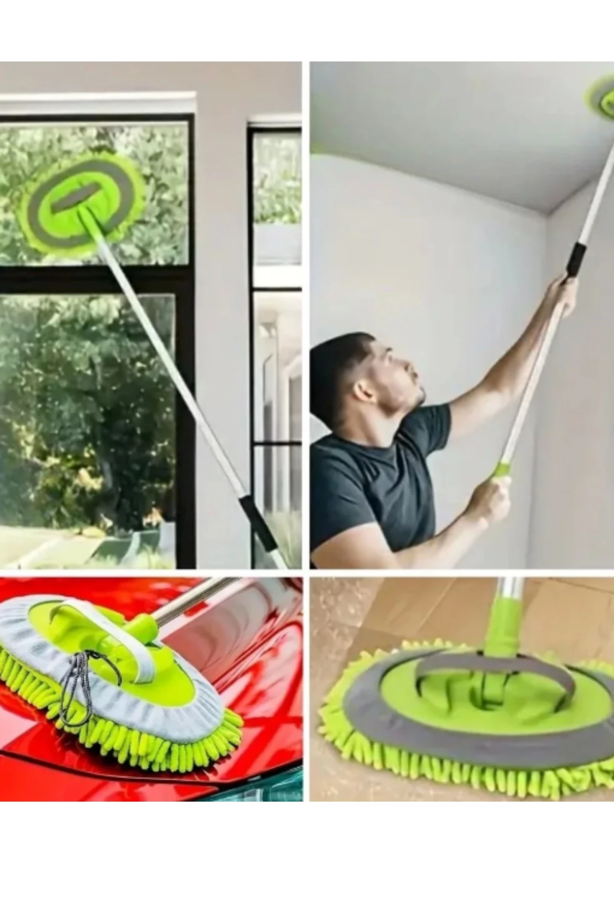 Araba Yıkama Fırçası Oto Yıkama Mop Mikrofiber Bezli Uzayabilir Saplı Çizdirmez Araç Yıkama Bezi