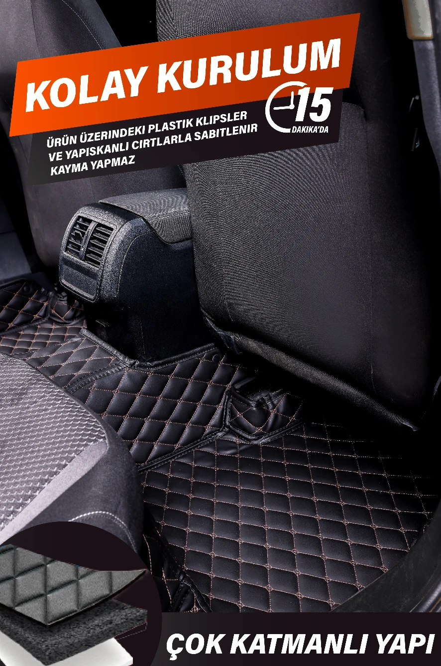 Araca Özel 7D Deri Taban Kaplama