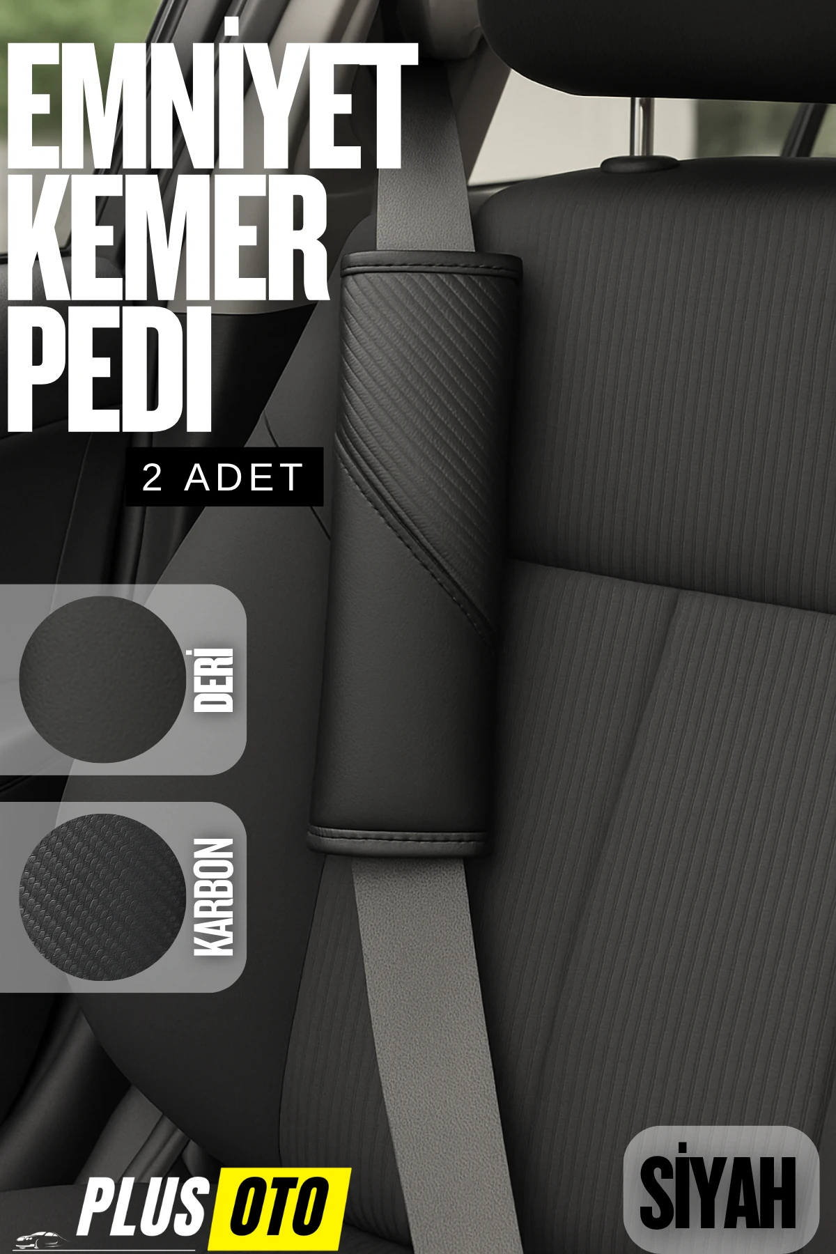 Karbon Emniyet Kemer Pedi 2 Adet  - SİYAH