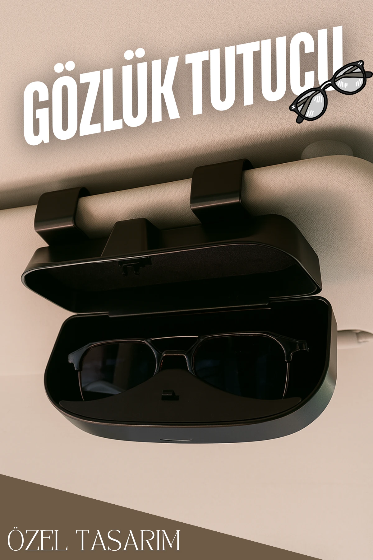 Araç İçi Gözlük Tutucu Kadife İç Çizdirmez Özel Tasarım Araç Aksesuar Gözlük Kabı Torpido Aksesuar - SİYAH
