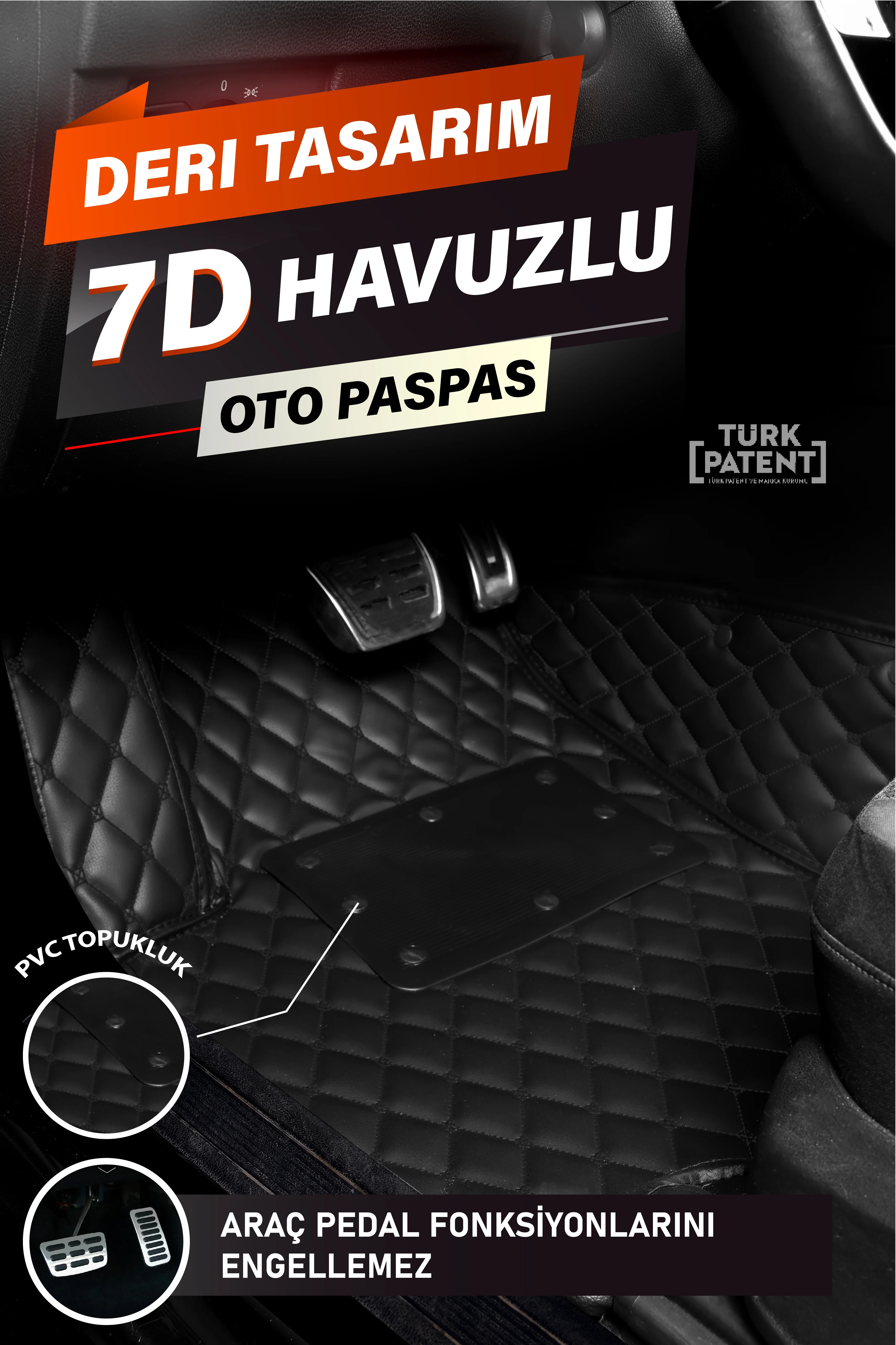 Araca Özel 7D Deri Taban Kaplama - SİYAH