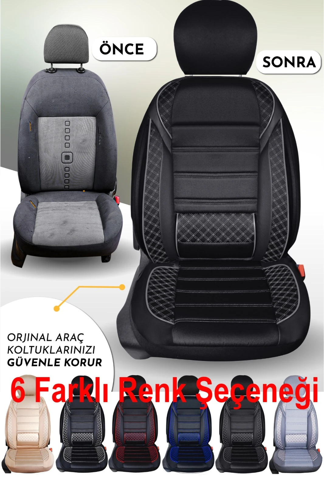 Vera Serisi 5'li Tam Takım Deri Detaylı Oto Koltuk Kılıfı 