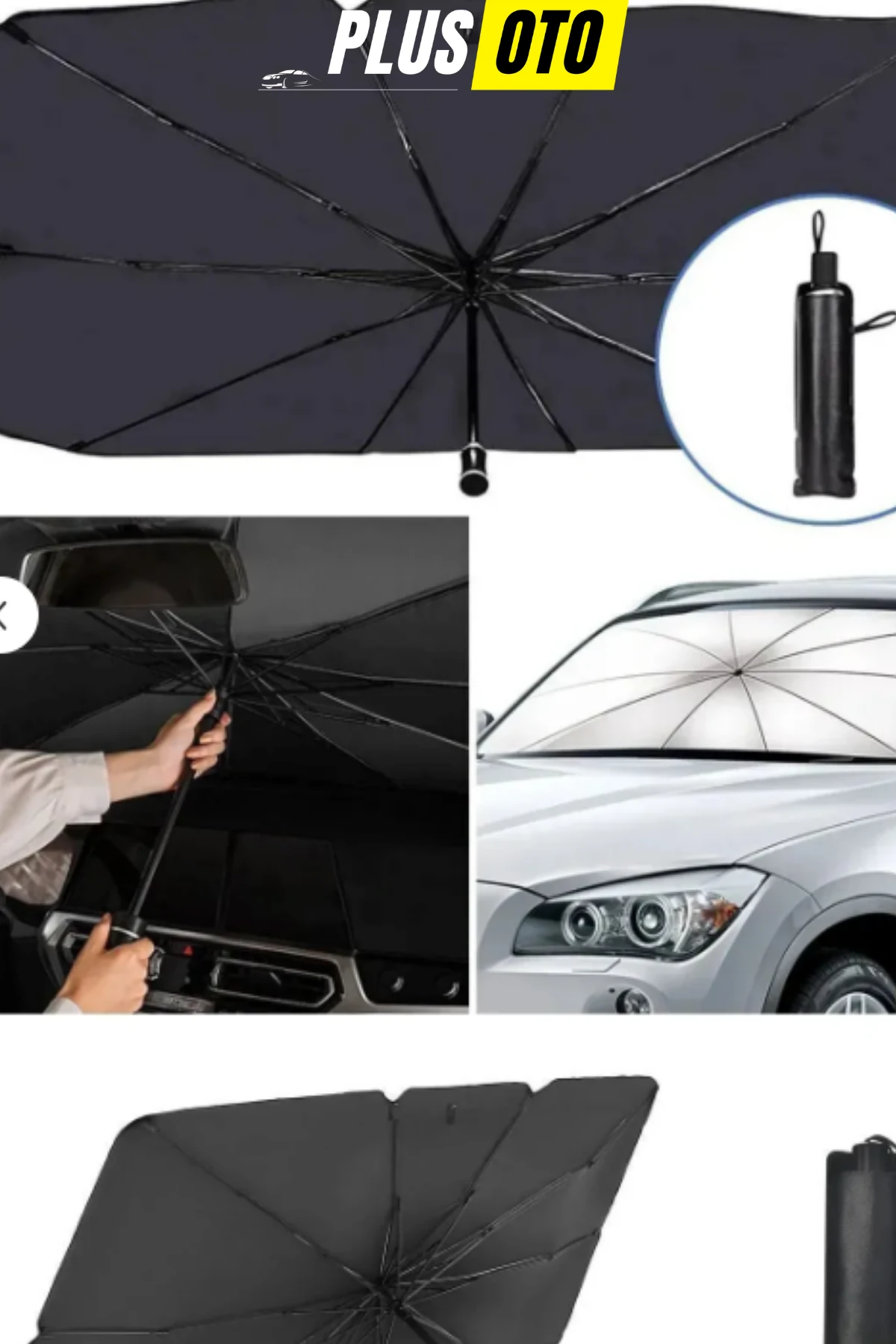 Tüm Araçlara Uyumlu Araba Güneş Koruyucu Şemsiye Oto Ön Cam Güneşlik Araç Şemsiyesi