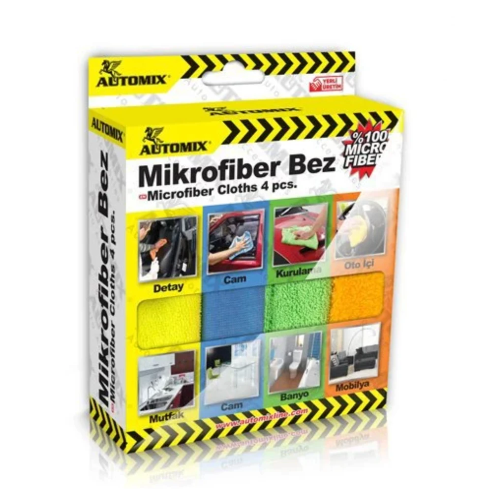 4'lü Mikrofiber Bez Araba Yıkama Bezi Kurulama Bezi