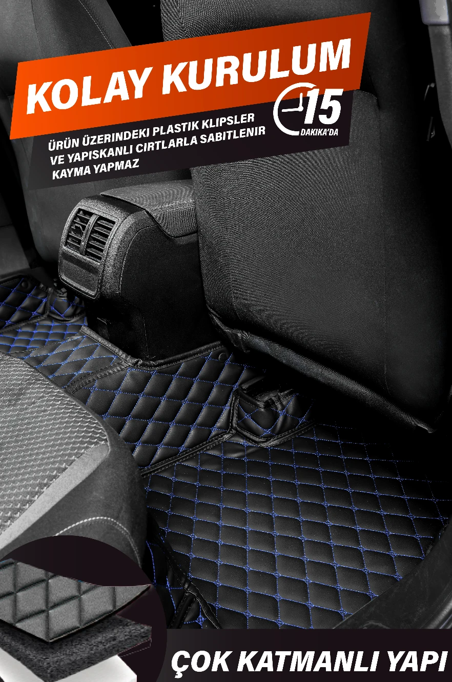 Araca Özel 7D Deri Taban Kaplama