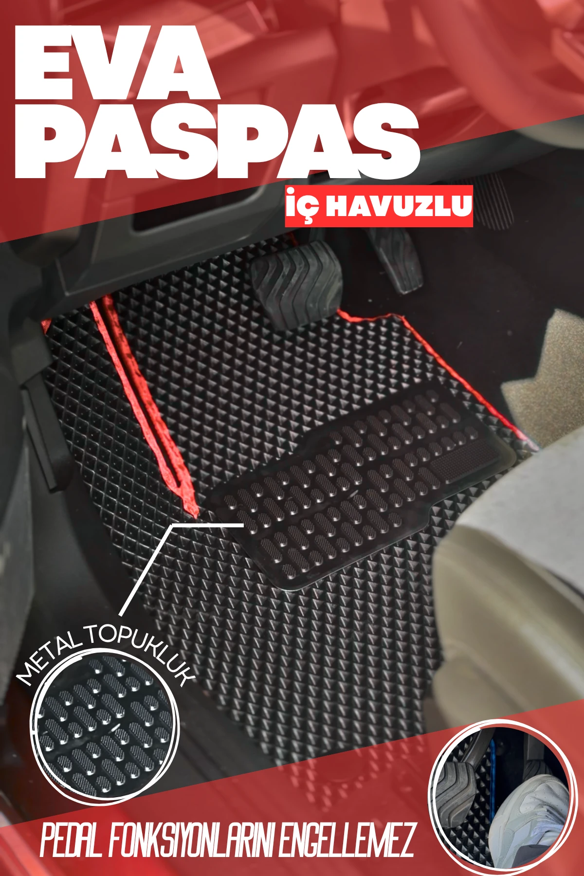 Yeni Nesil Akıllı Eva Paspas 5'li Tam Takım Set - KIRMIZI