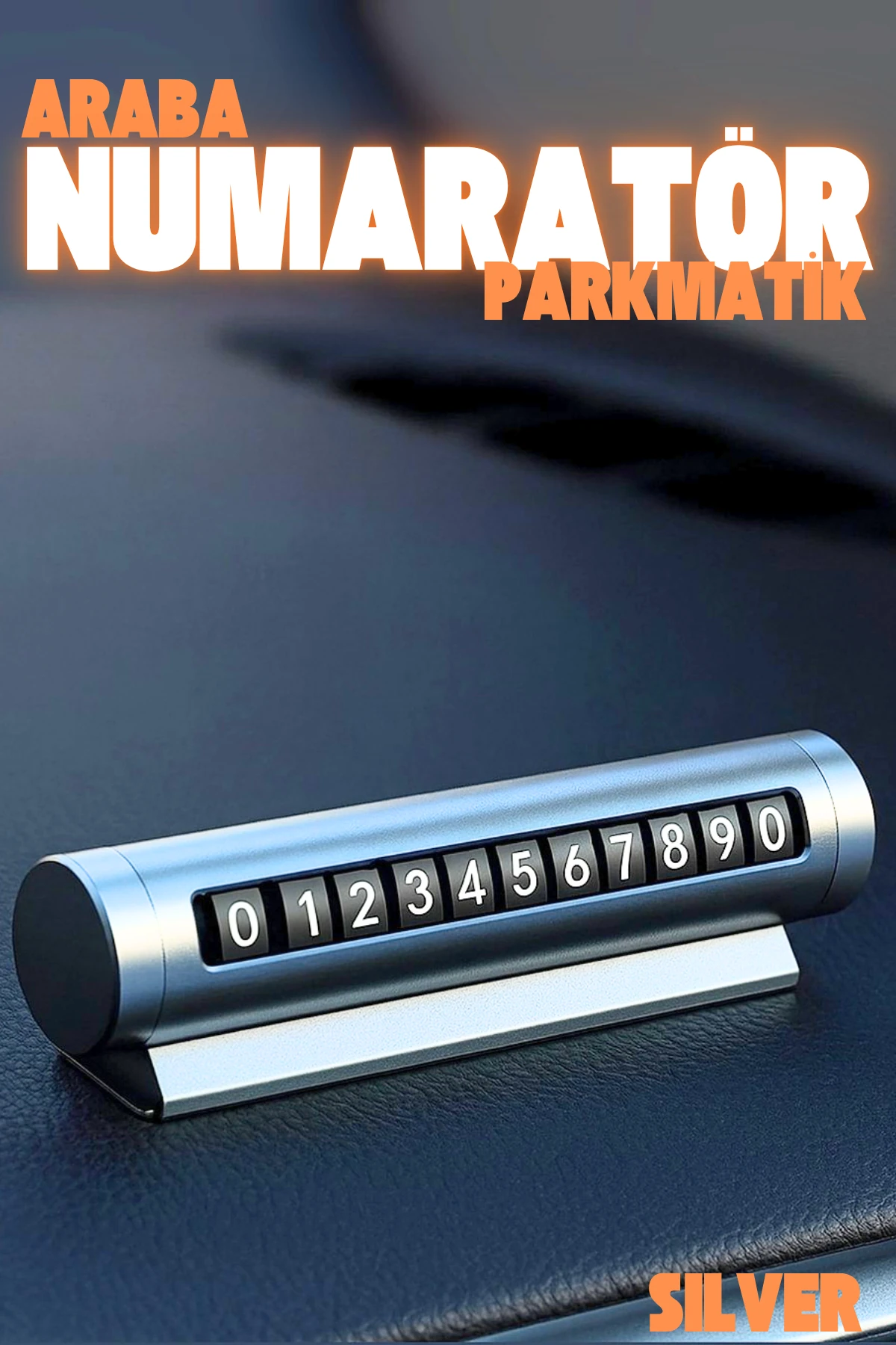 Tüm Araçlara Uyumlu Alüminyum Çevirmeli Araç İçi Park Telefon Numaratörü Parkmatik - SILVER