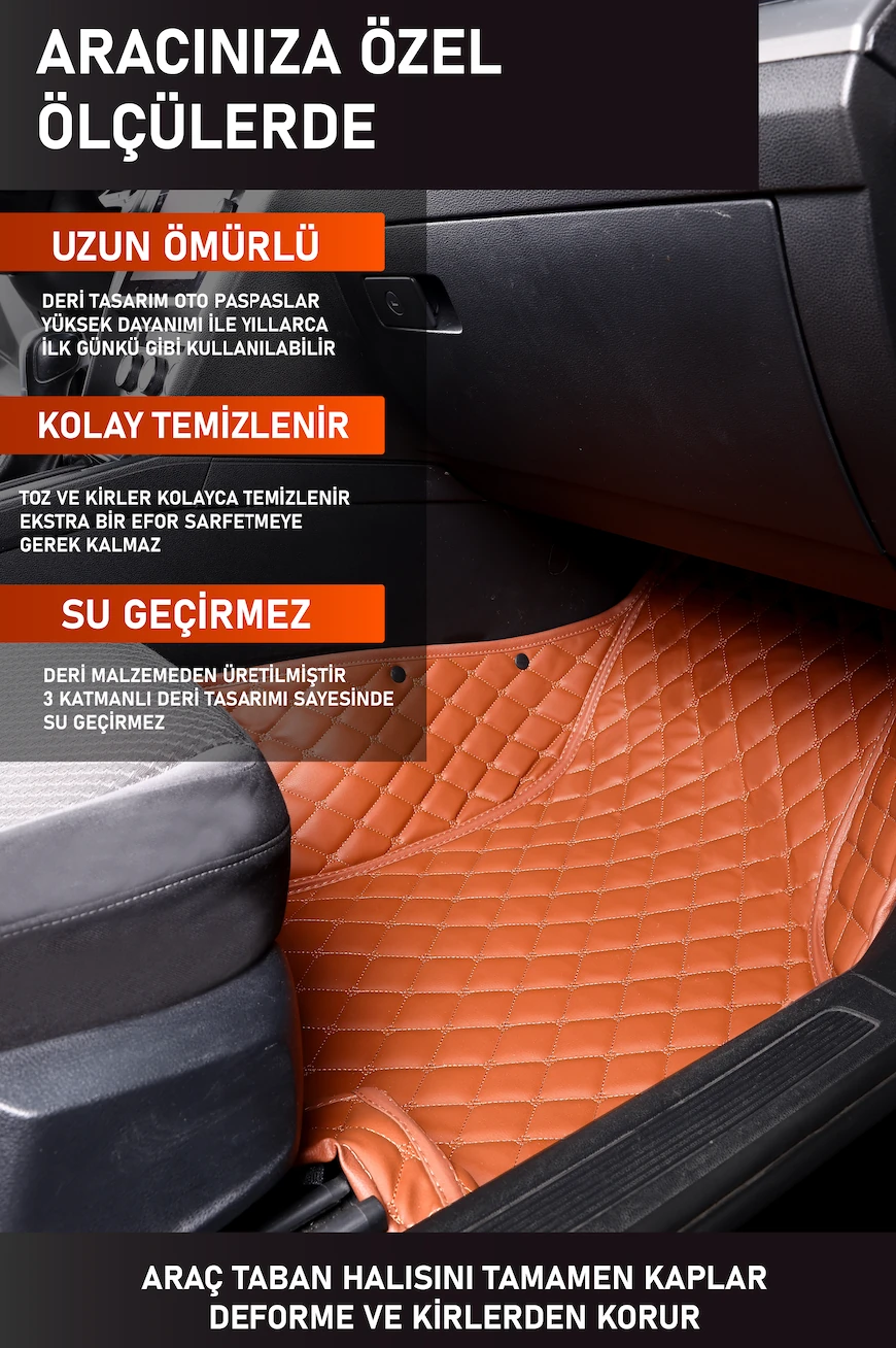 Araca Özel 7D Deri Taban Kaplama