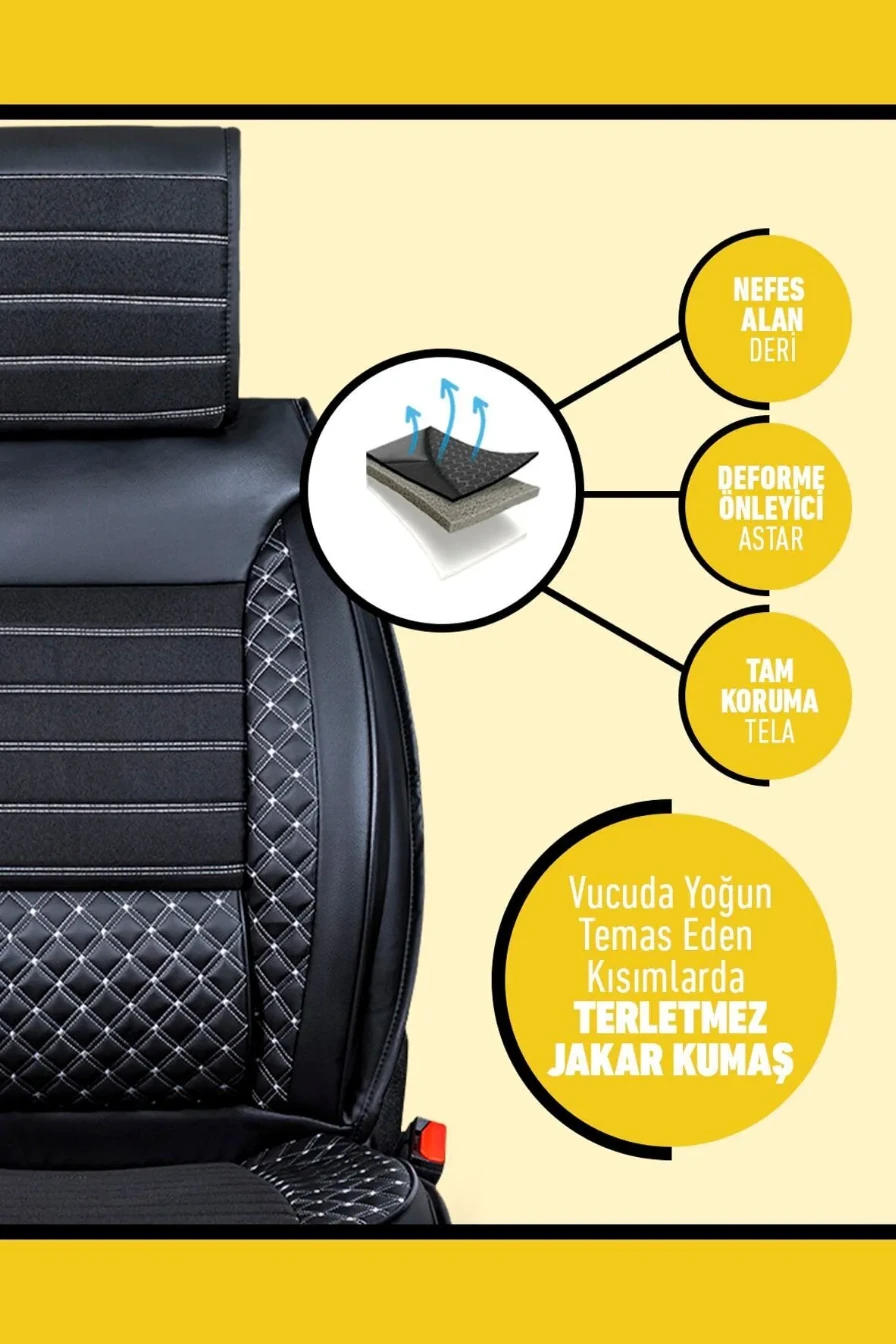 Plus Lüks 5’li Set Deri Oto Koltuk Kılıfı