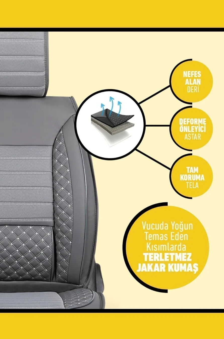 Plus Lüks 5’li Set Deri Oto Koltuk Kılıfı