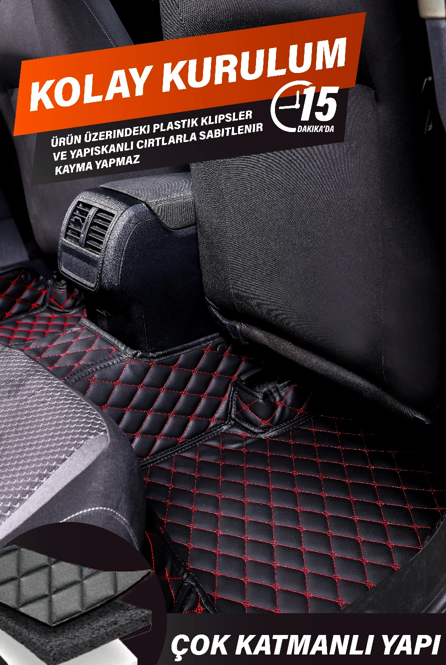 Araca Özel 7D Deri Taban Kaplama