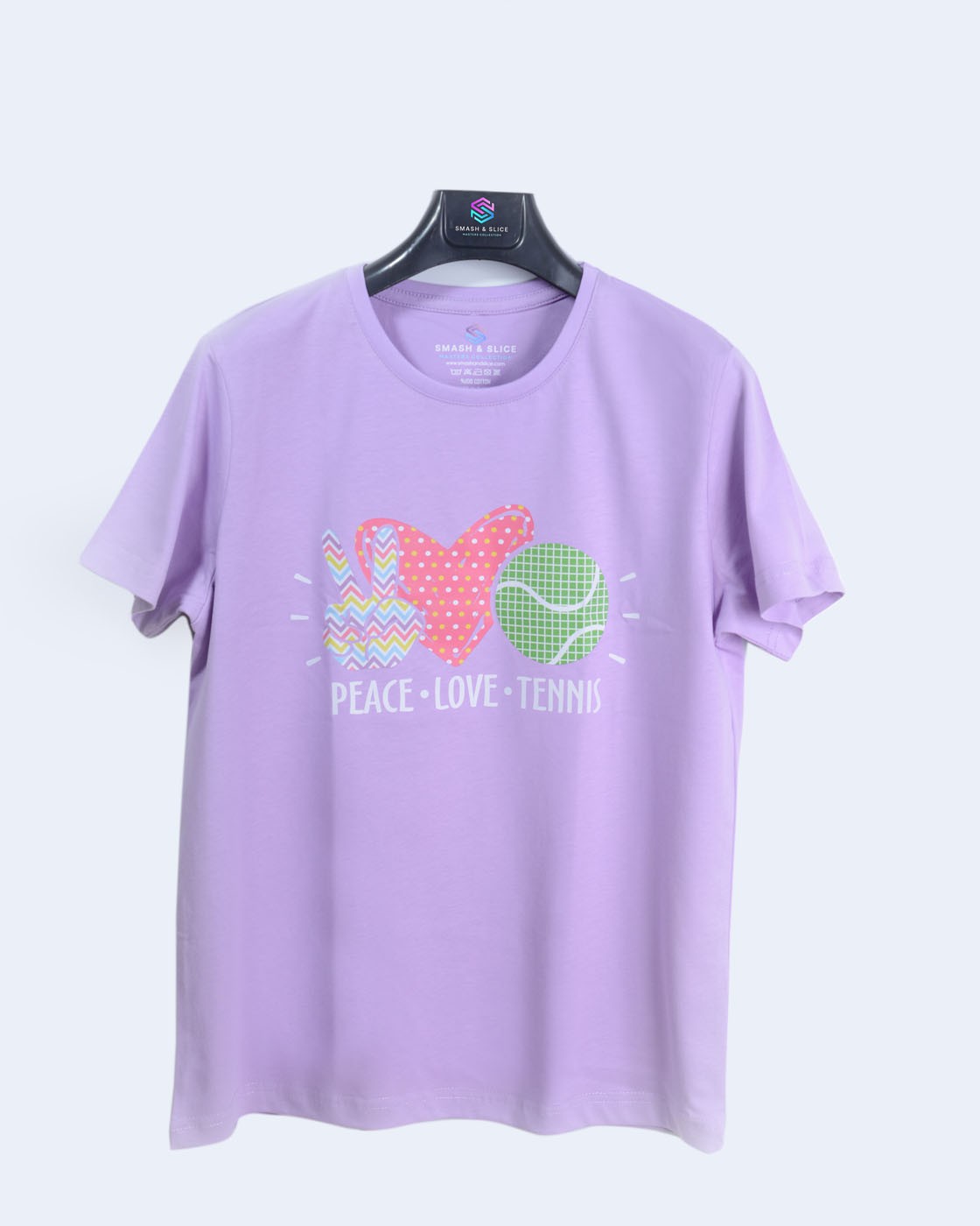Smash & Slice Tenis Temali Baskılı Kız Çocuk T-Shirt "peace Love Tennis"