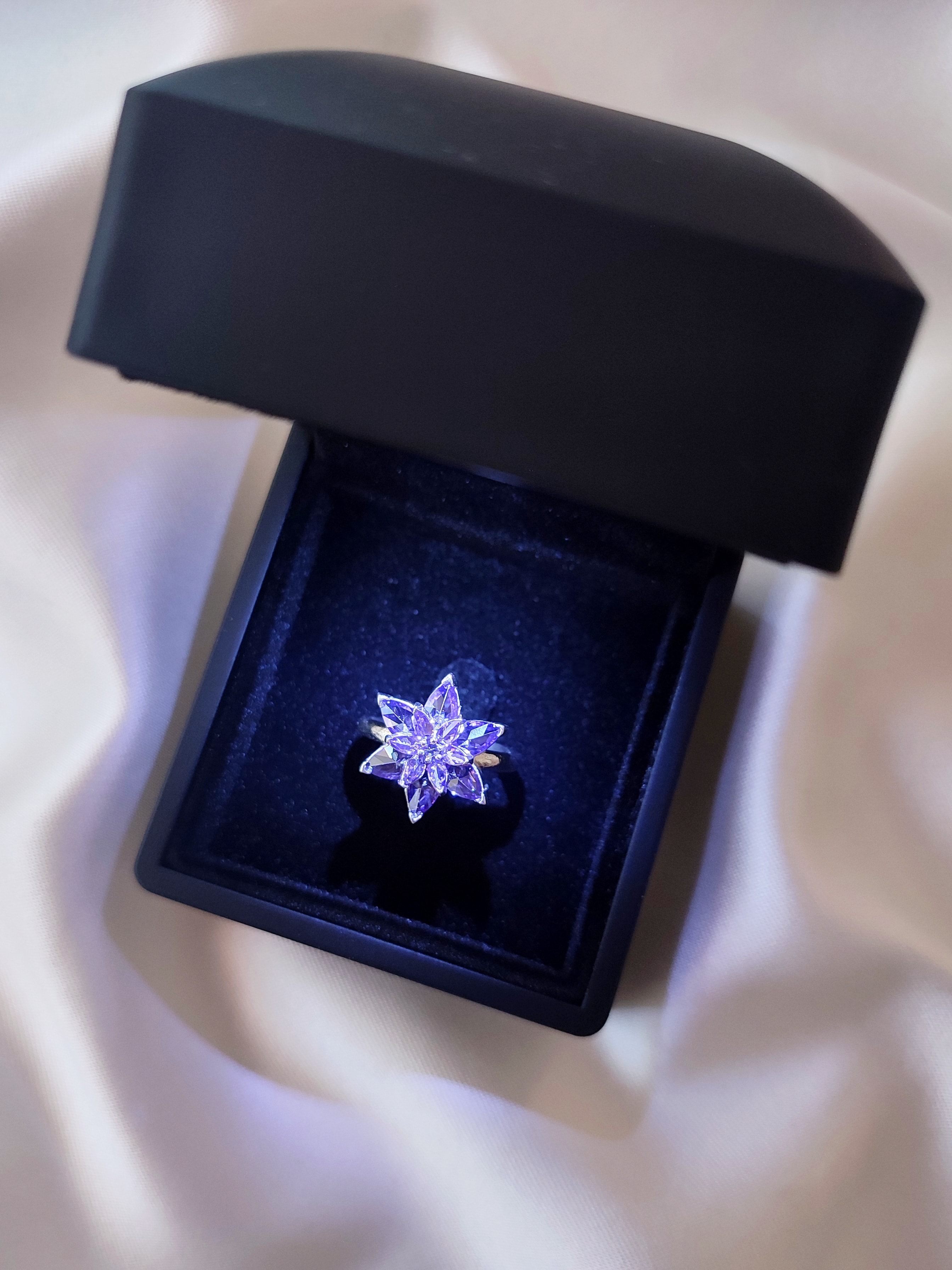 925 Ayar Gümüş Ayarlanabilir Lotus Çiçeği Yüzük