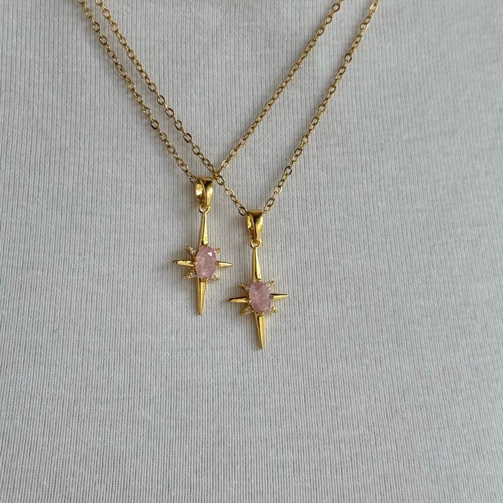 Paslanmaz Çelik Zirkon Taşlı Minimal Kutup Yıldızı Kolye