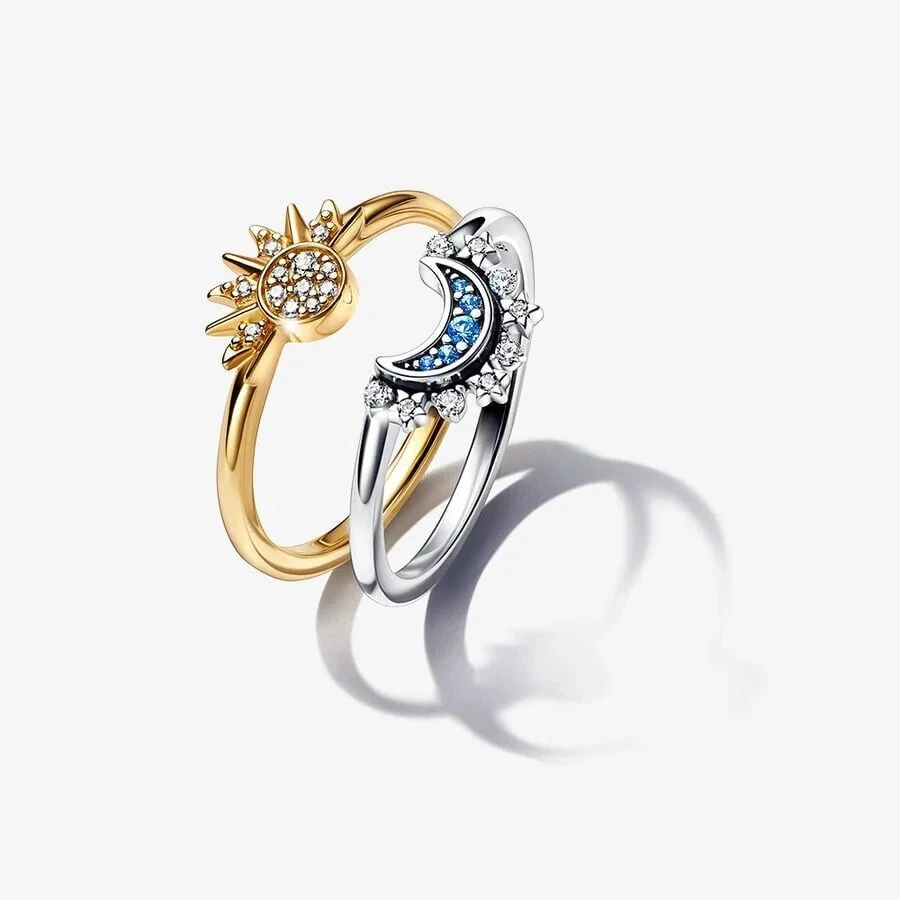 Arkadaşlığın Sembolü Eşsiz Pandora Ay ve Güneş Arkadaş Yüzüğü (2 Yüzük Tek Fiyat)