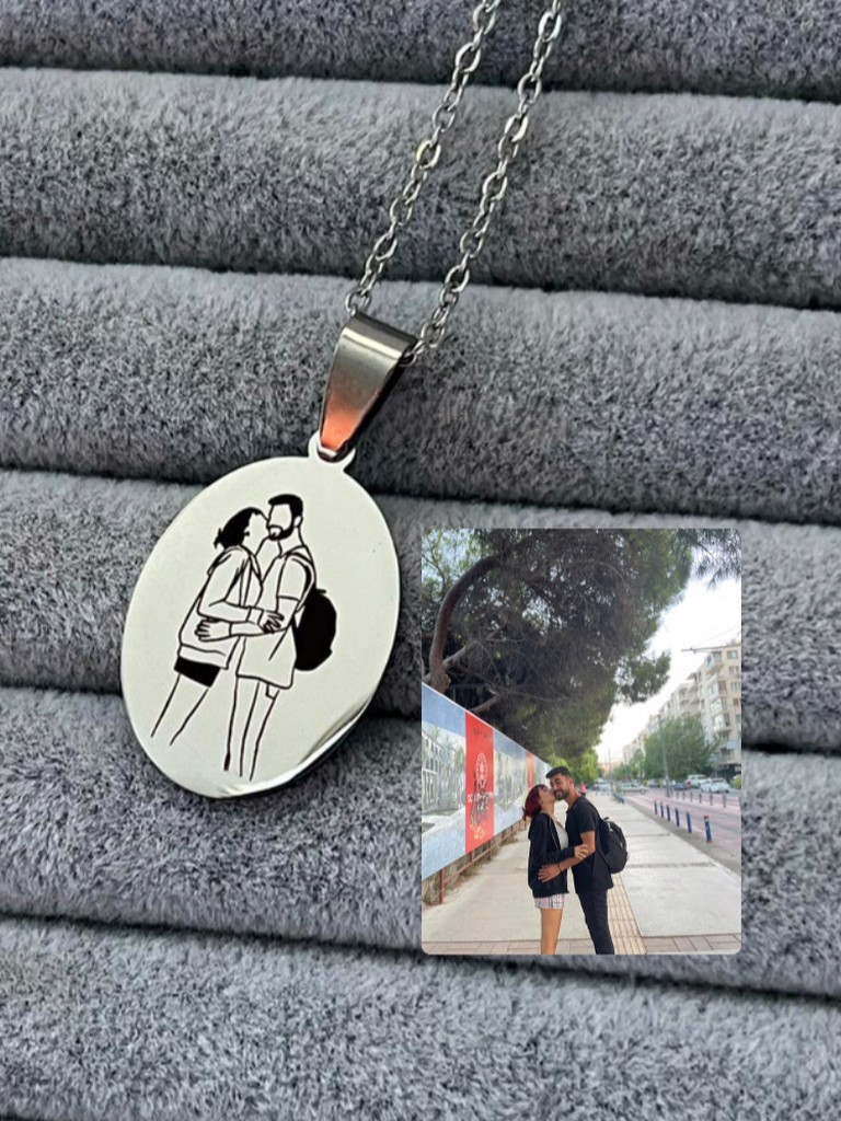 Kişiye Özel Çelik Oval Plaka Anı Kolye