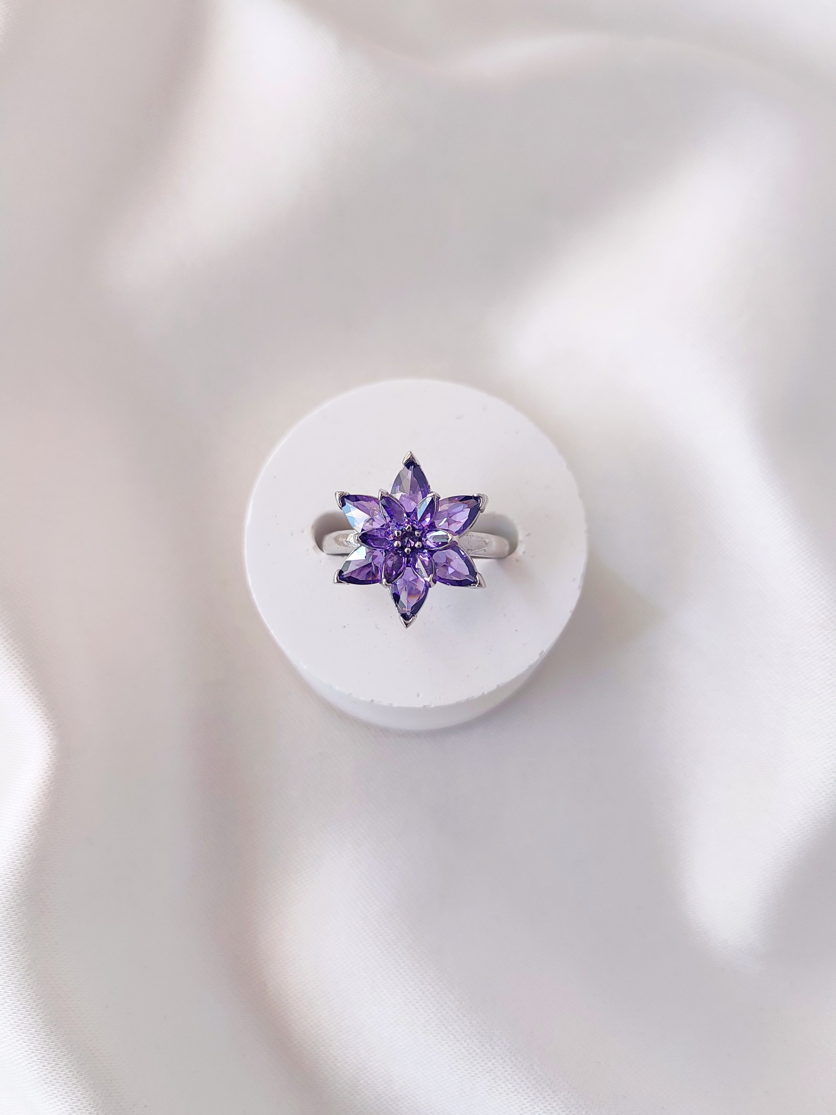 925 Ayar Gümüş Ayarlanabilir Lotus Çiçeği Yüzük